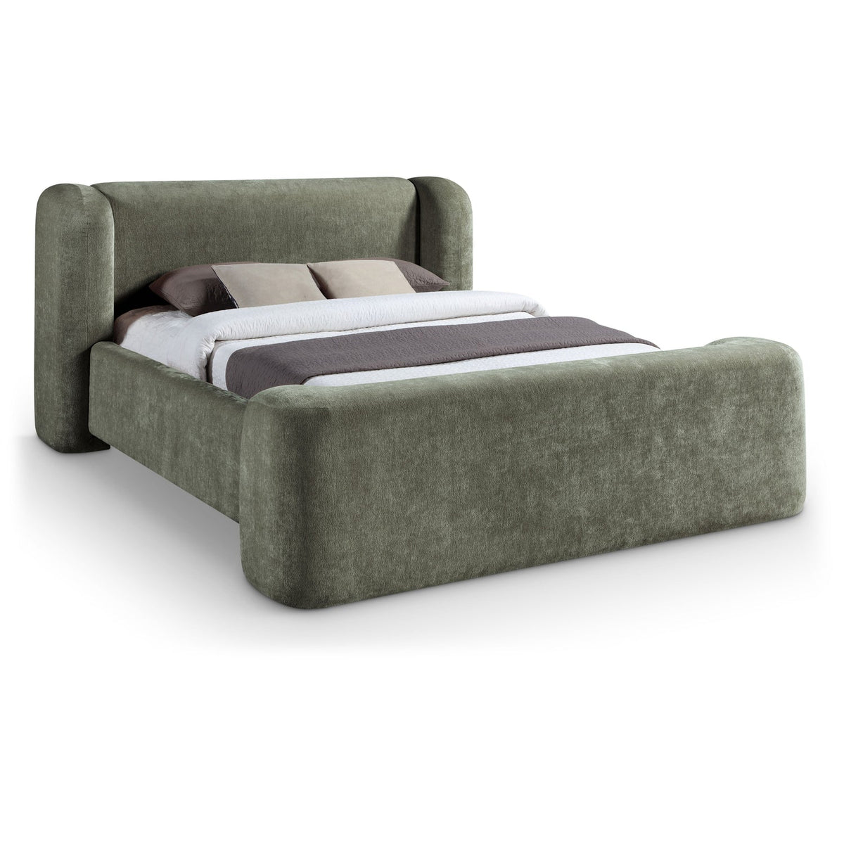 Modena Green Chenille Fabric Upholstered Bed