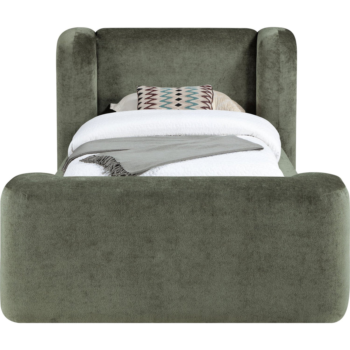 Modena Green Chenille Fabric Upholstered Bed