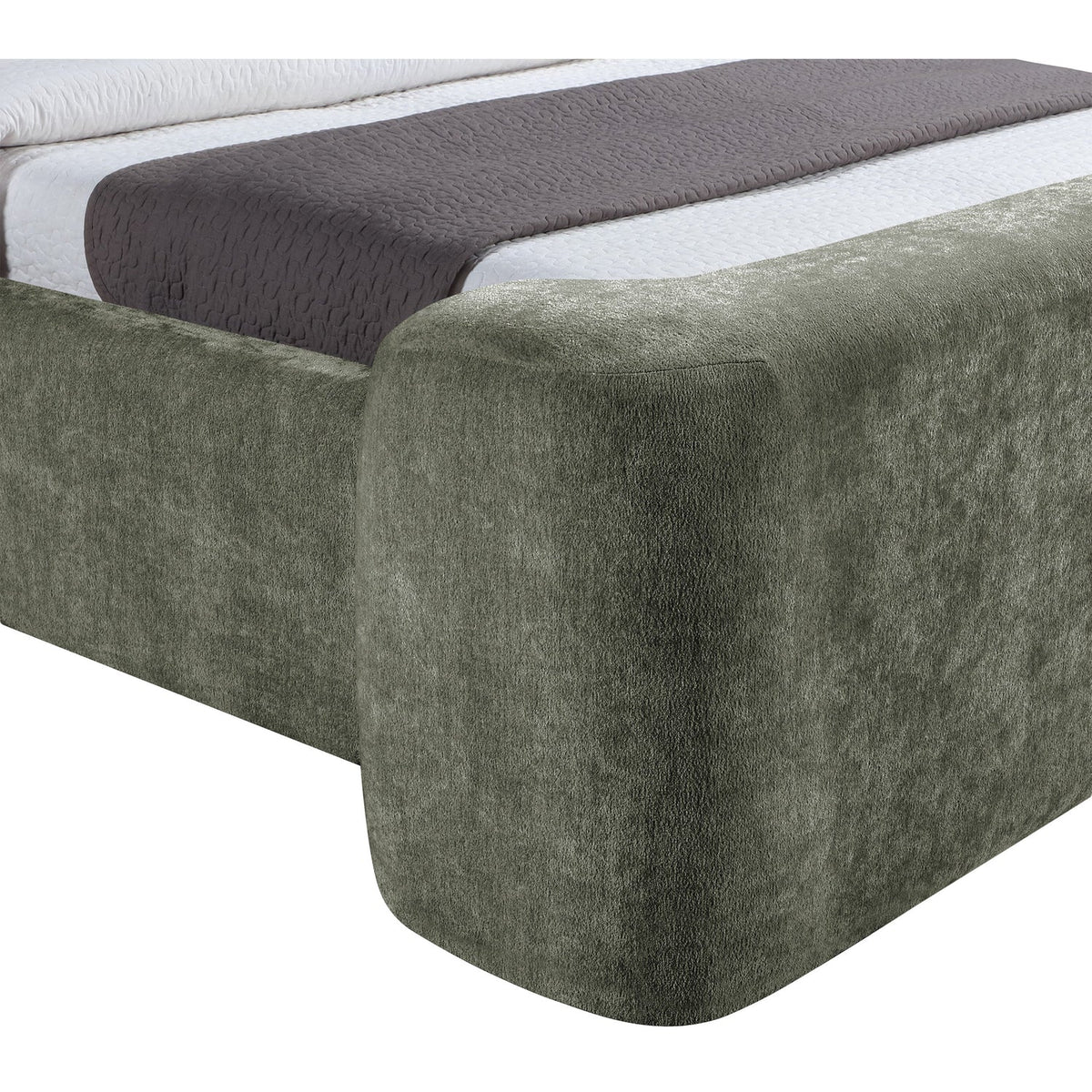 Modena Green Chenille Fabric Upholstered Bed