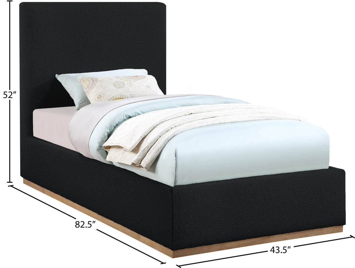 Monaco Black Boucle Fabric Upholstered Bed