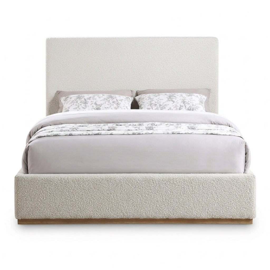Monaco Cream Boucle Fabric Upholstered Bed