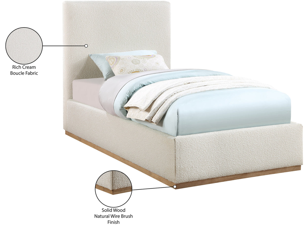 Monaco Cream Boucle Fabric Upholstered Bed