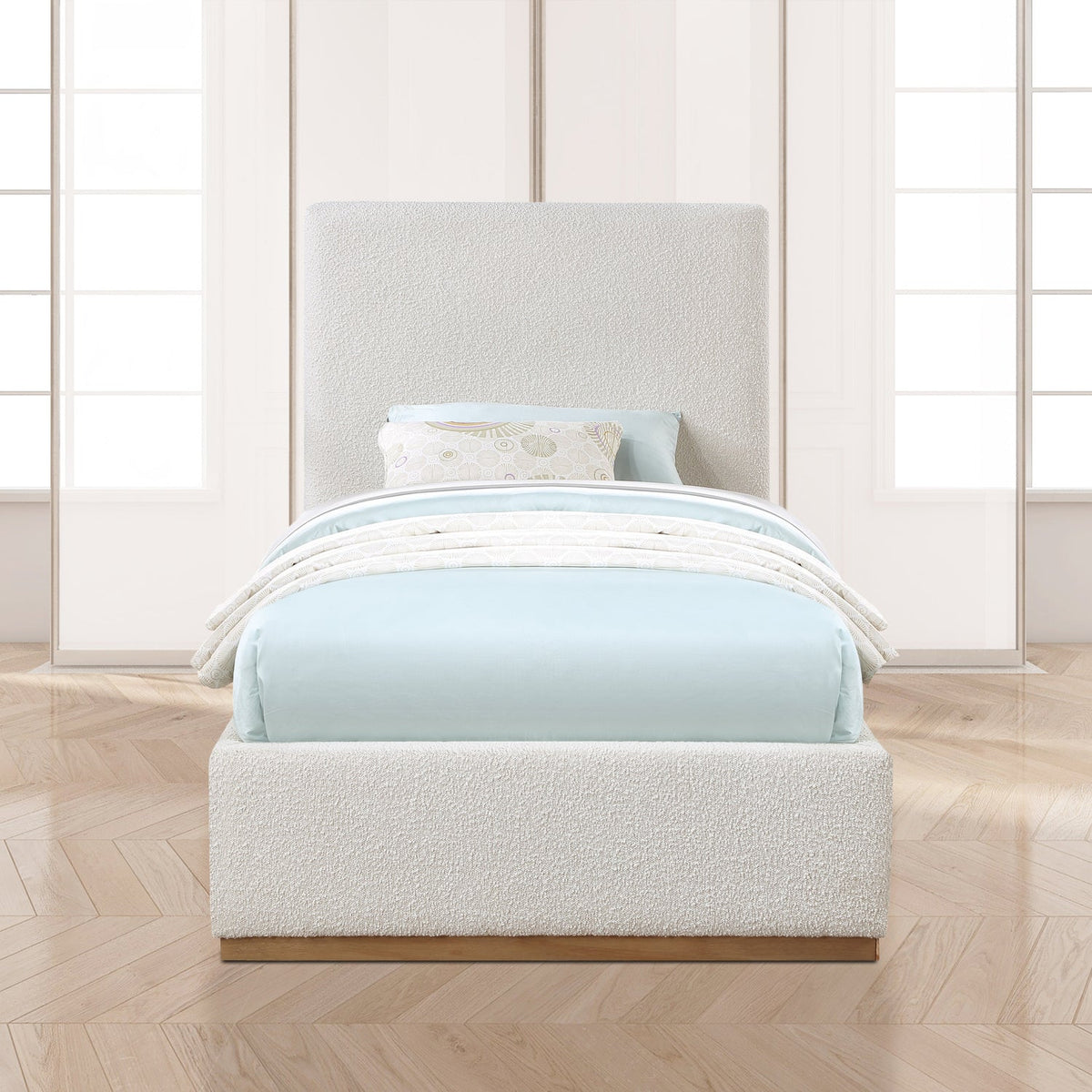 Monaco Cream Boucle Fabric Upholstered Bed
