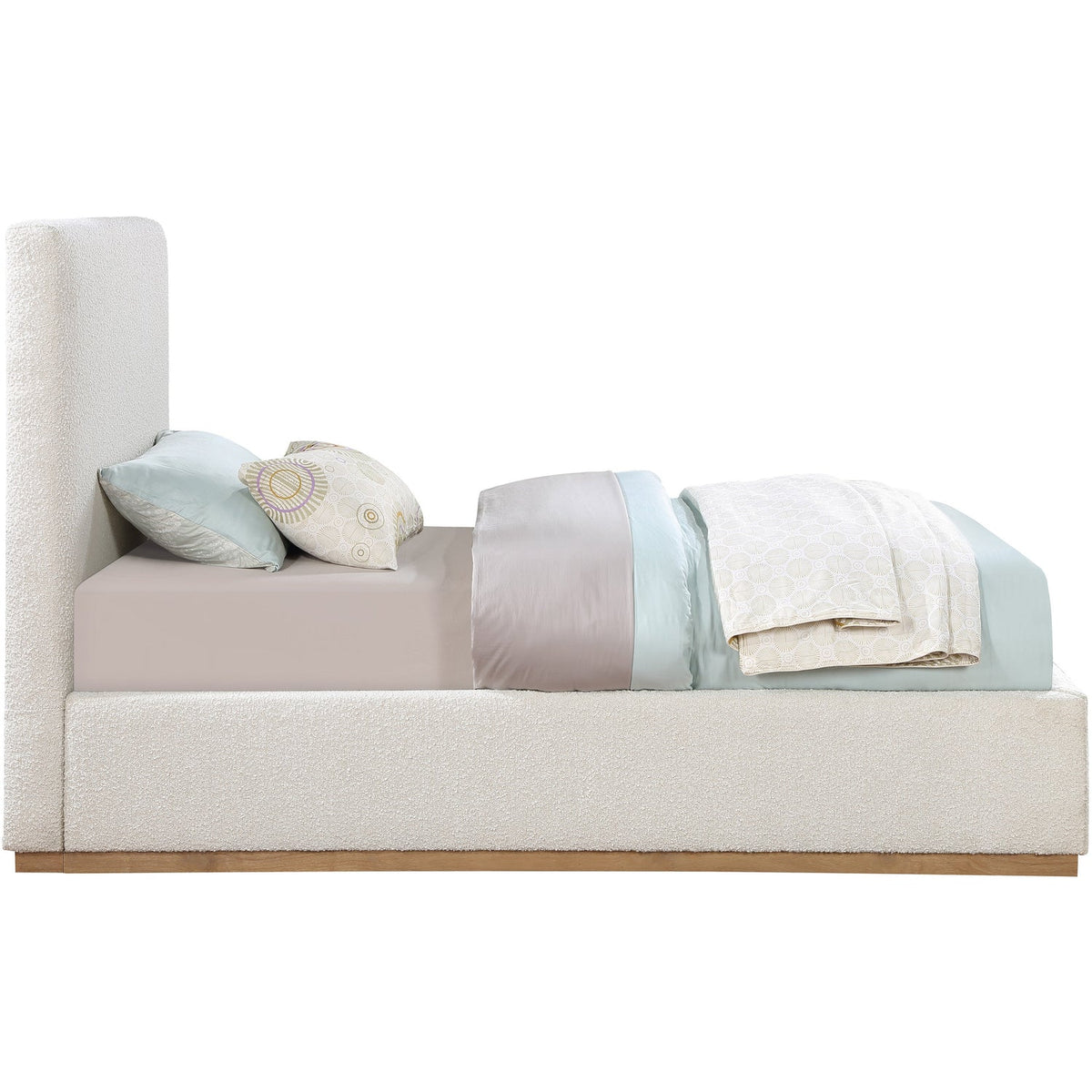 Monaco Cream Boucle Fabric Upholstered Bed