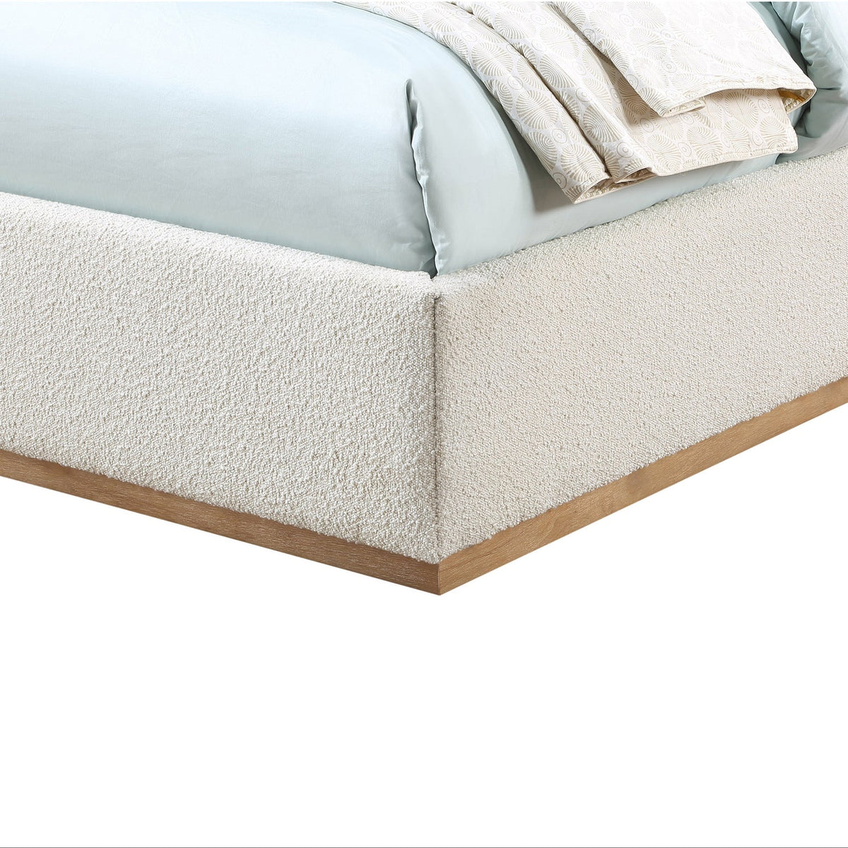 Monaco Cream Boucle Fabric Upholstered Bed