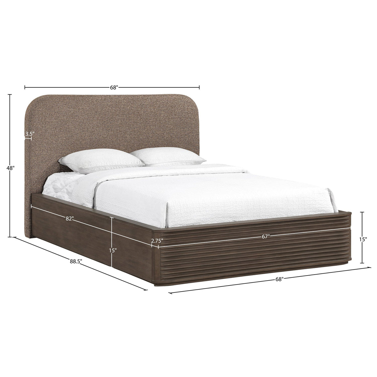 Morino Browninterwoven Fabric Upholstered Bed