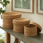 Seagrass Round Lidded Basket Set of 3