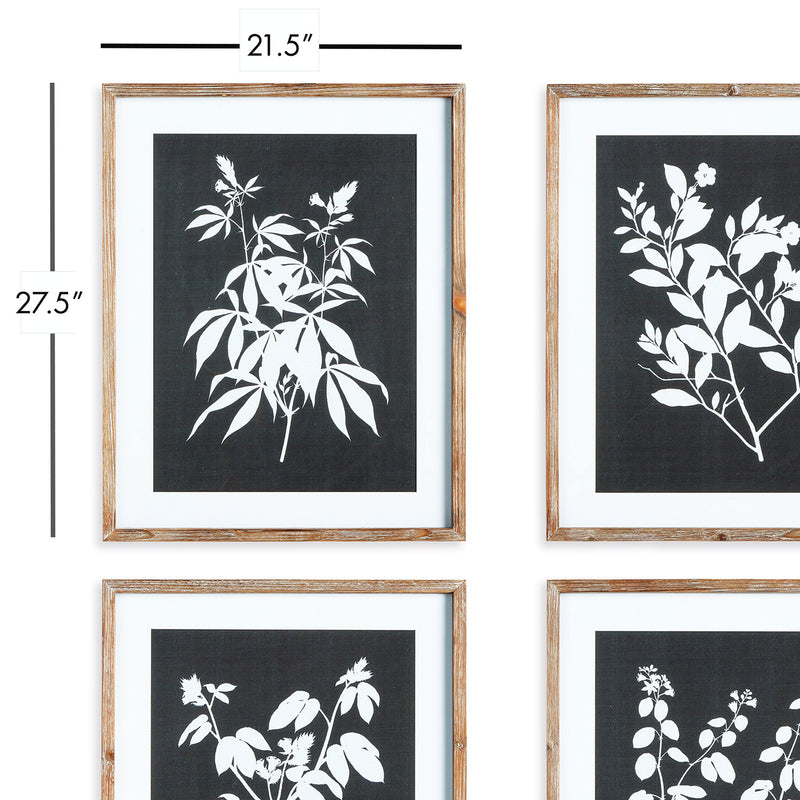 Monochrome Botanical Wall Art Set of 4