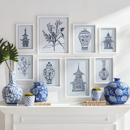 Chinoiserie Gallery Wall Art Set of 8