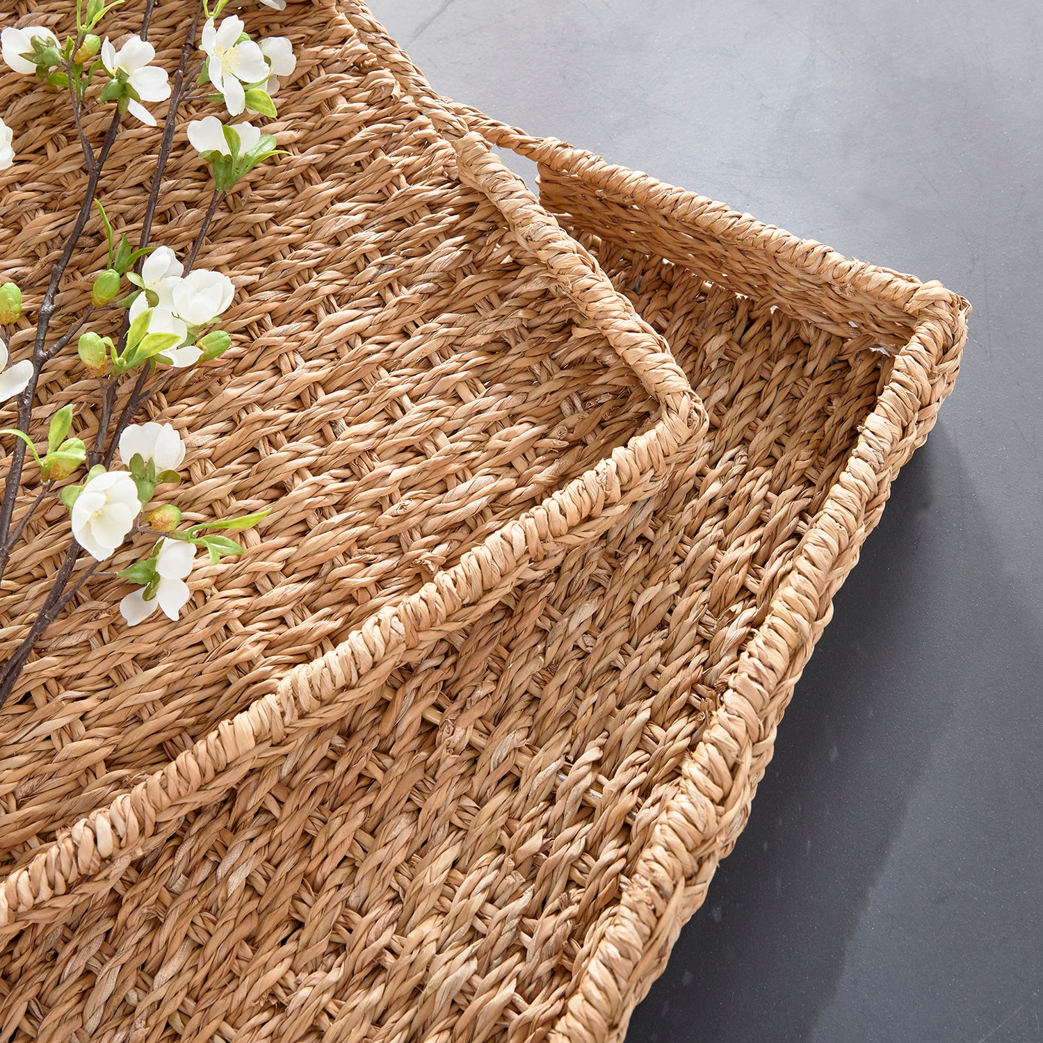 Seagrass Rectangular Tray Set of 2