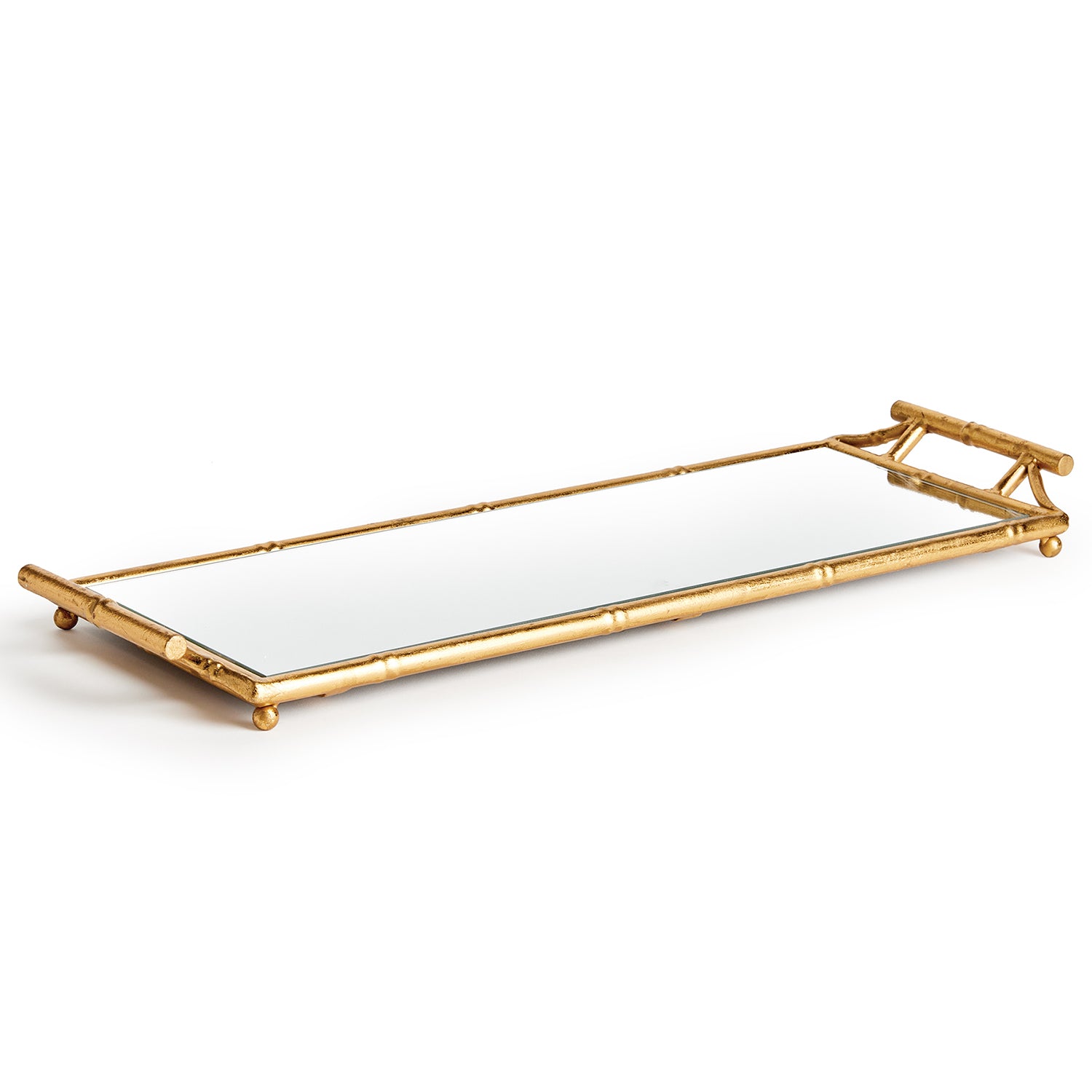 Daphne Narrow Mirrored Tray With Handles