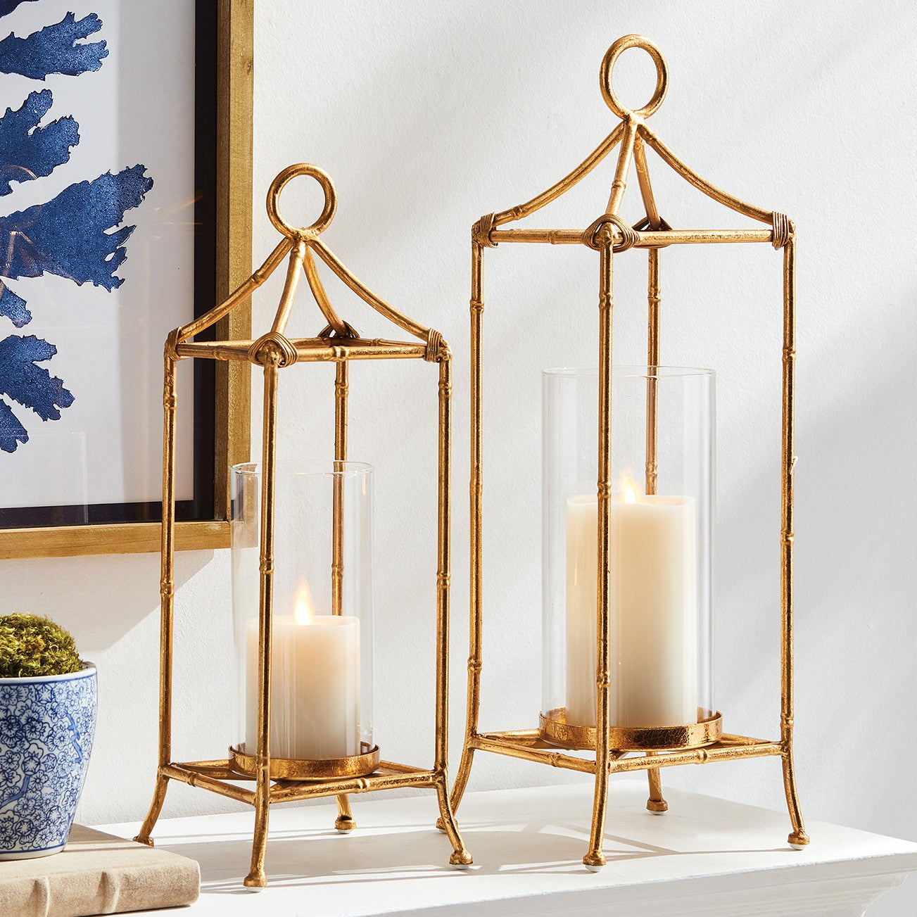 Daphne Gold Candle Lantern