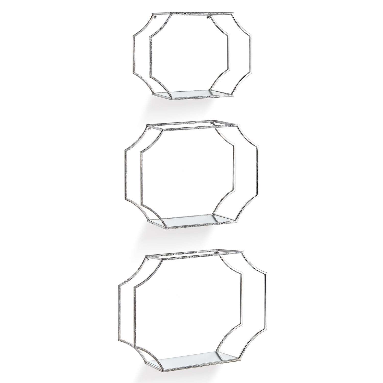 Hudson Mirrored Wall Shelf Set of 3