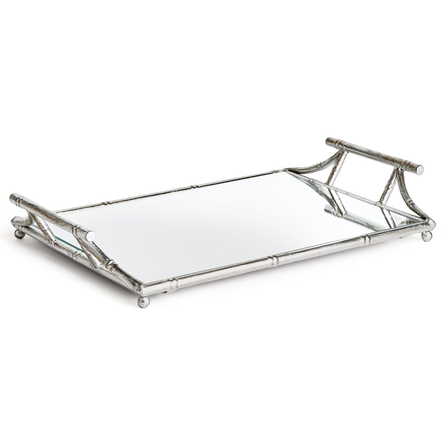 Daphne Silver Mirrored Tray With Handles