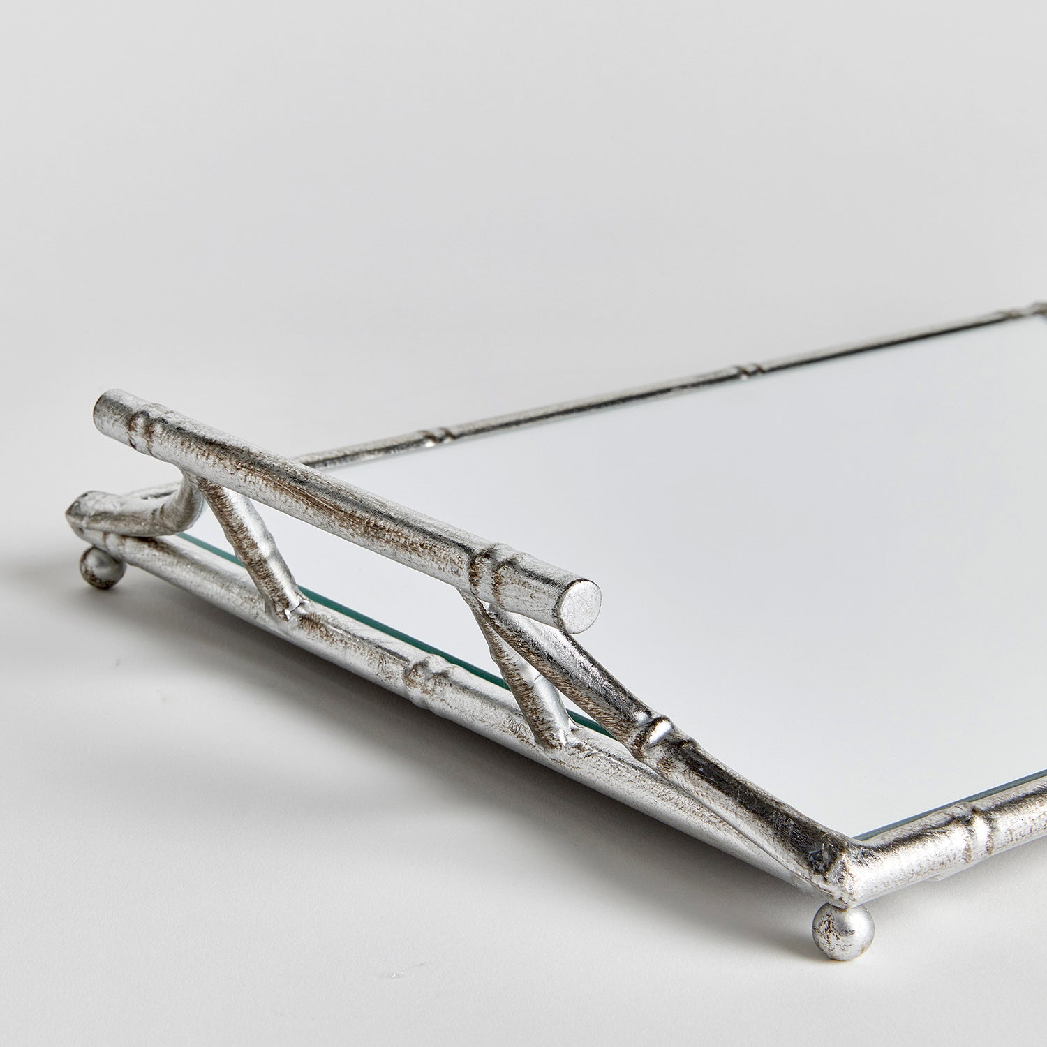 Daphne Silver Mirrored Tray With Handles