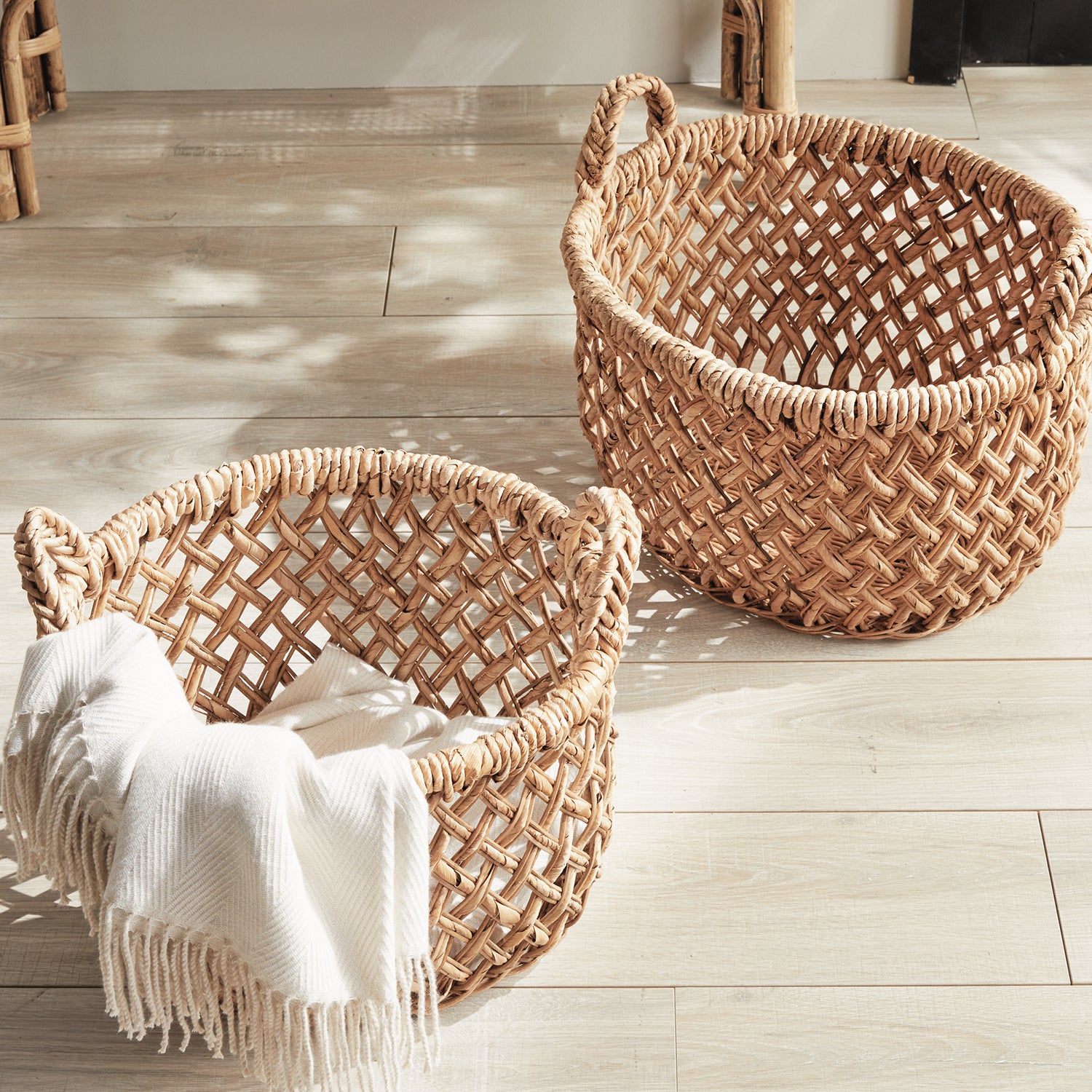 Emlyn Rattan Handle Basket Set of 2