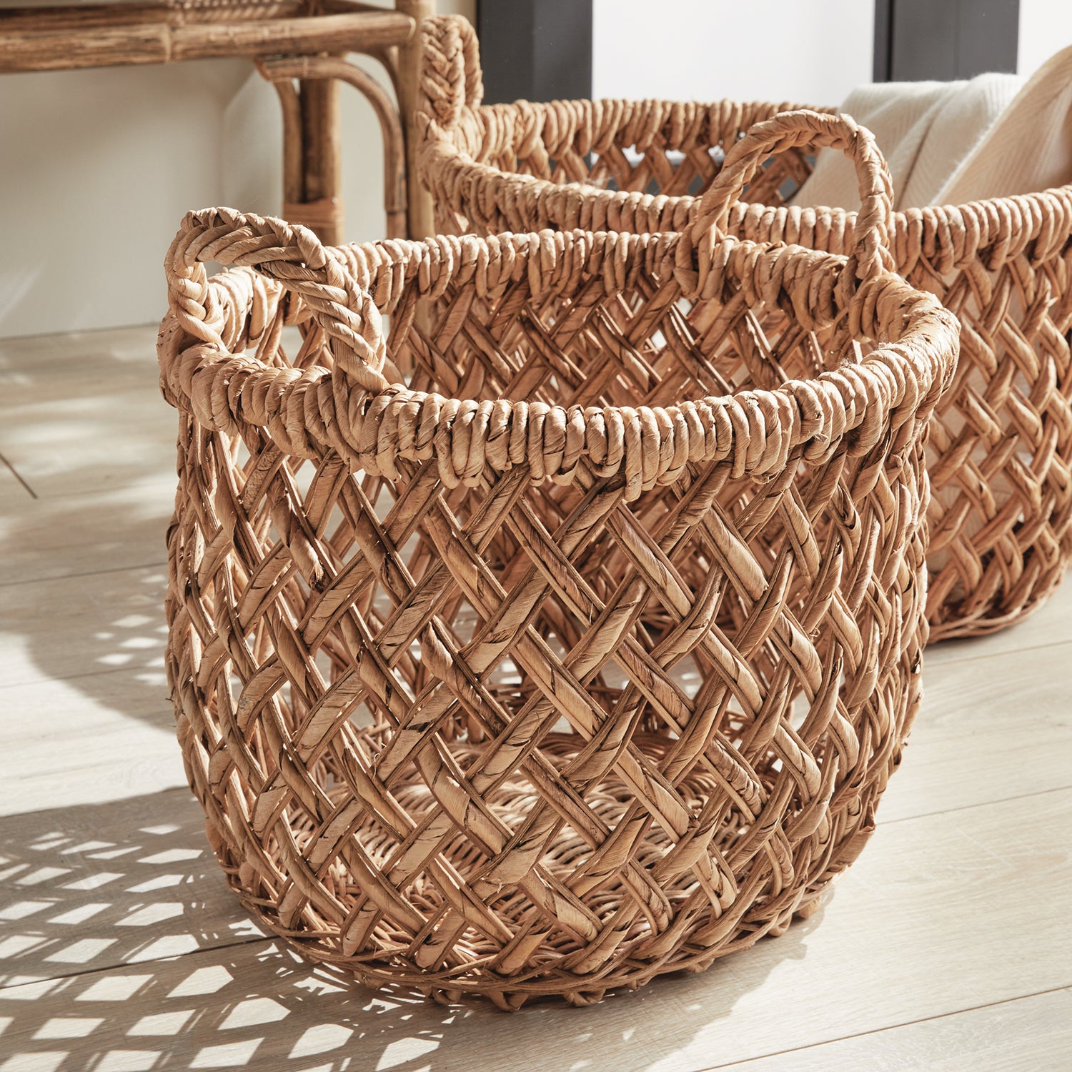 Emlyn Rattan Handle Basket Set of 2