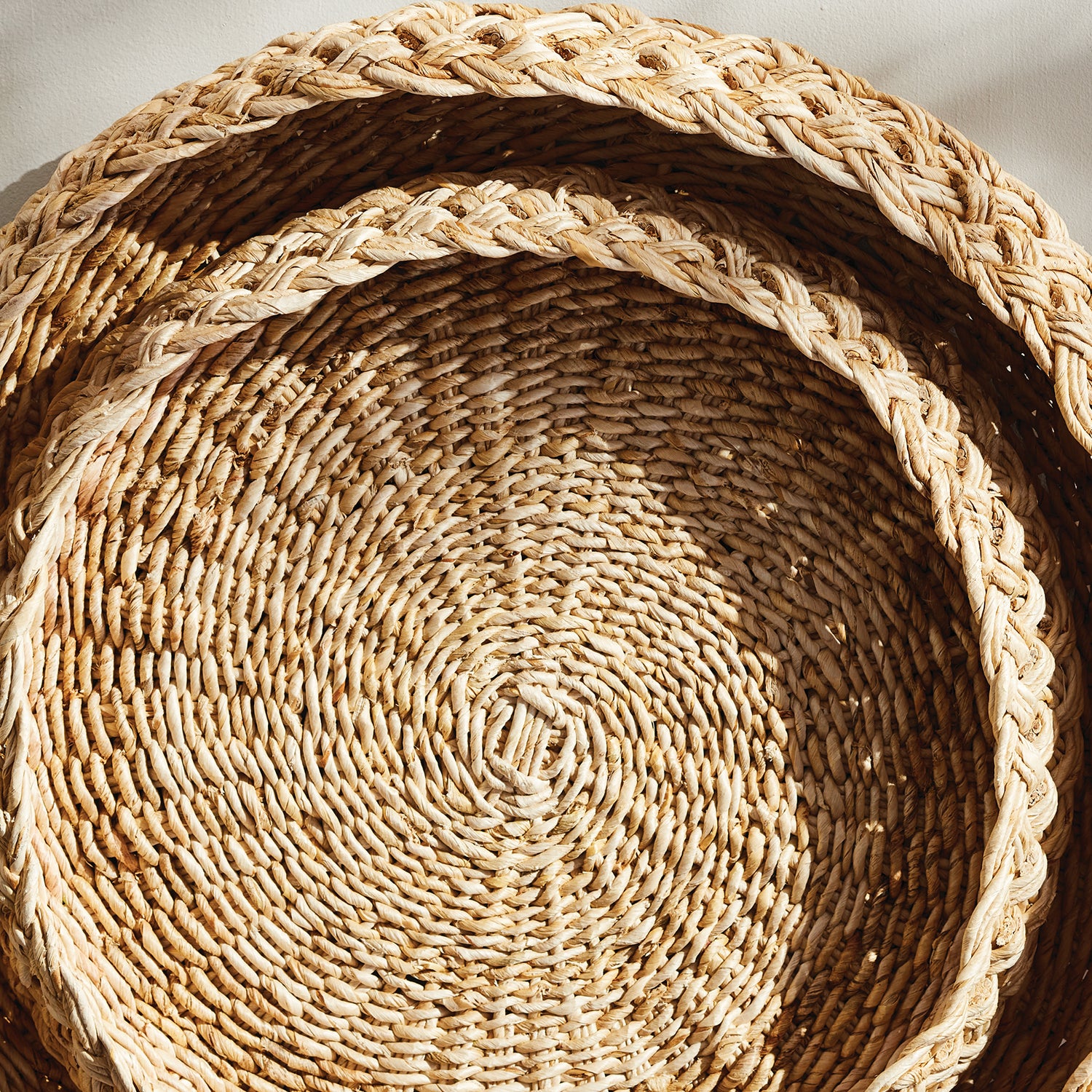 Abaca French Braided Round Tray Set of 2