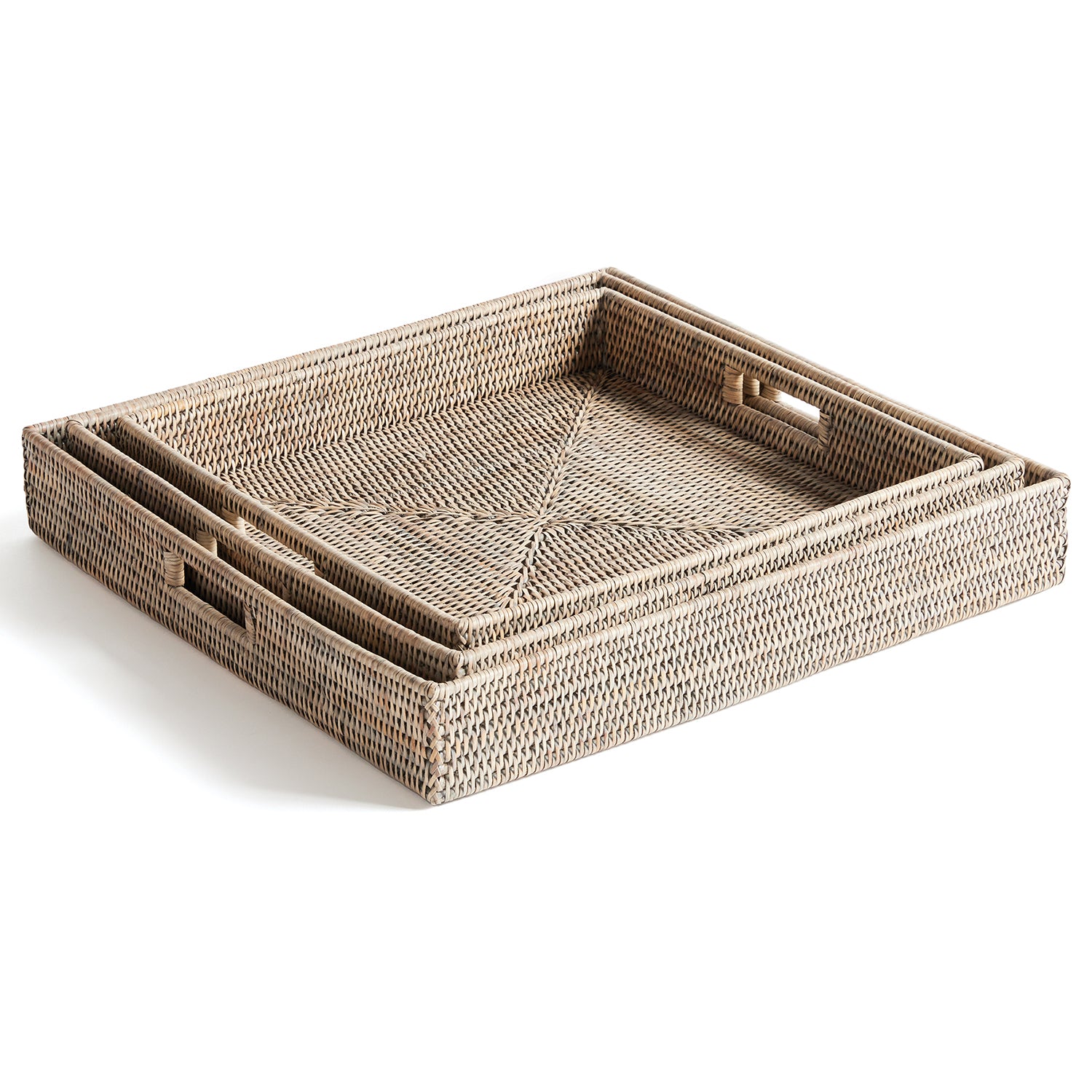 Burma Rattan Ottoman Tray Set of 3
