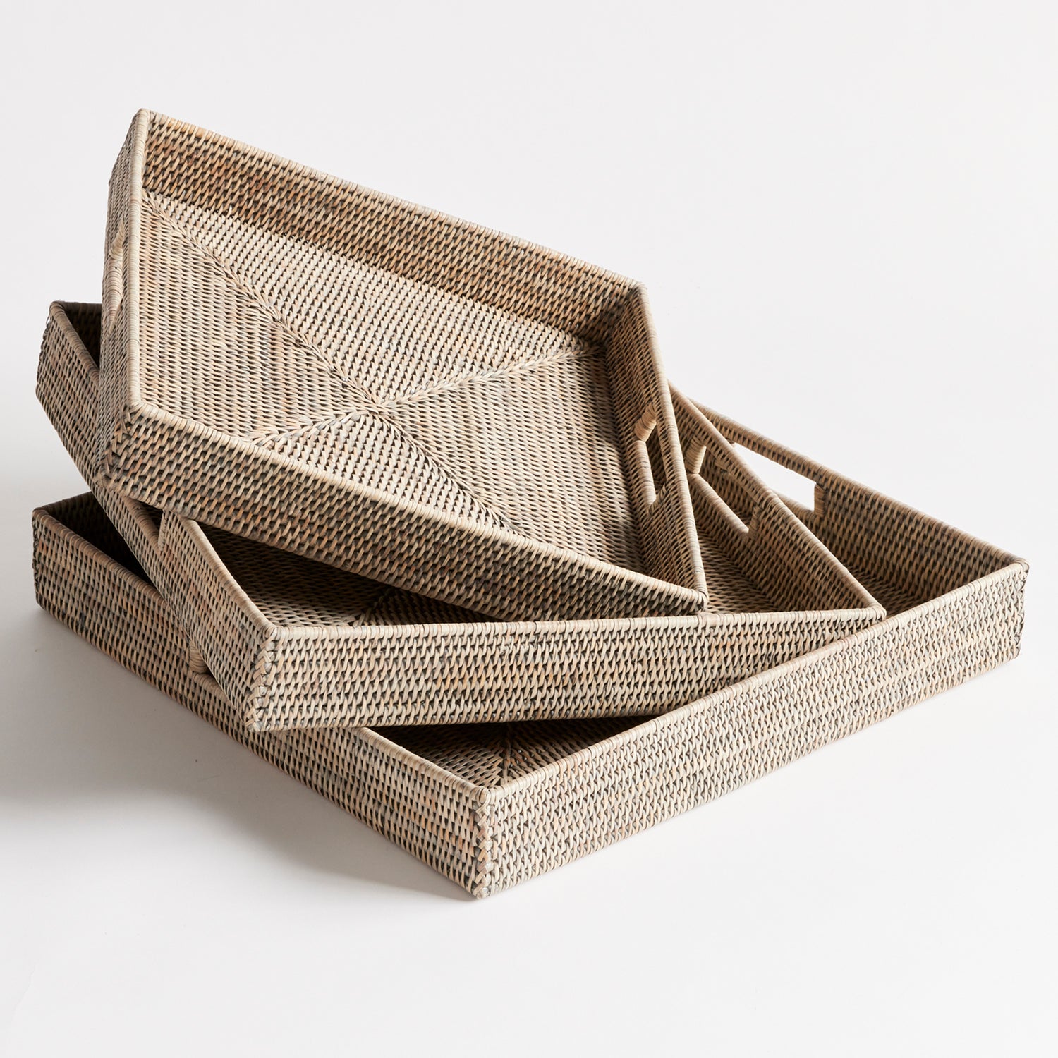 Burma Rattan Ottoman Tray Set of 3