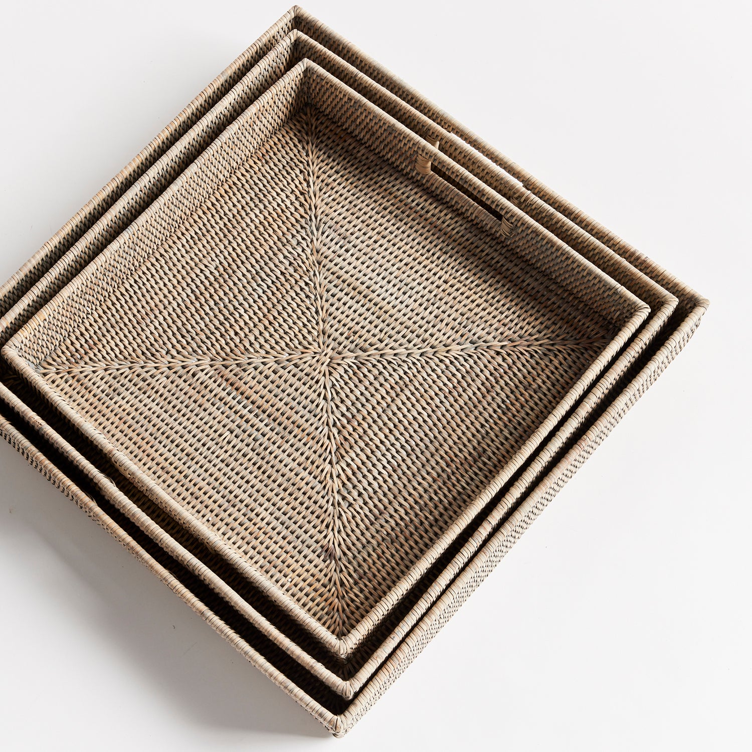 Burma Rattan Ottoman Tray Set of 3