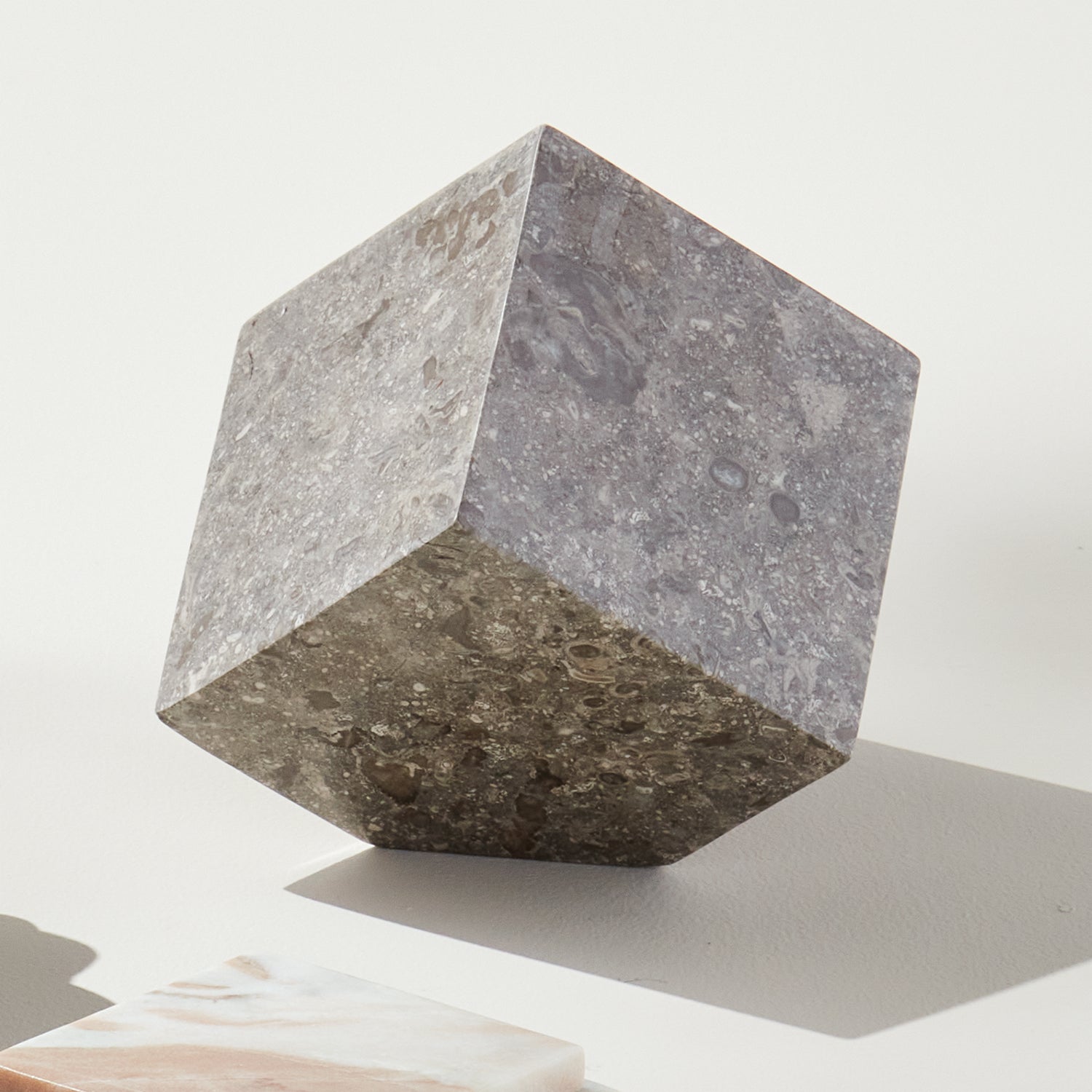 Abstract Marble Cube Sculpture
