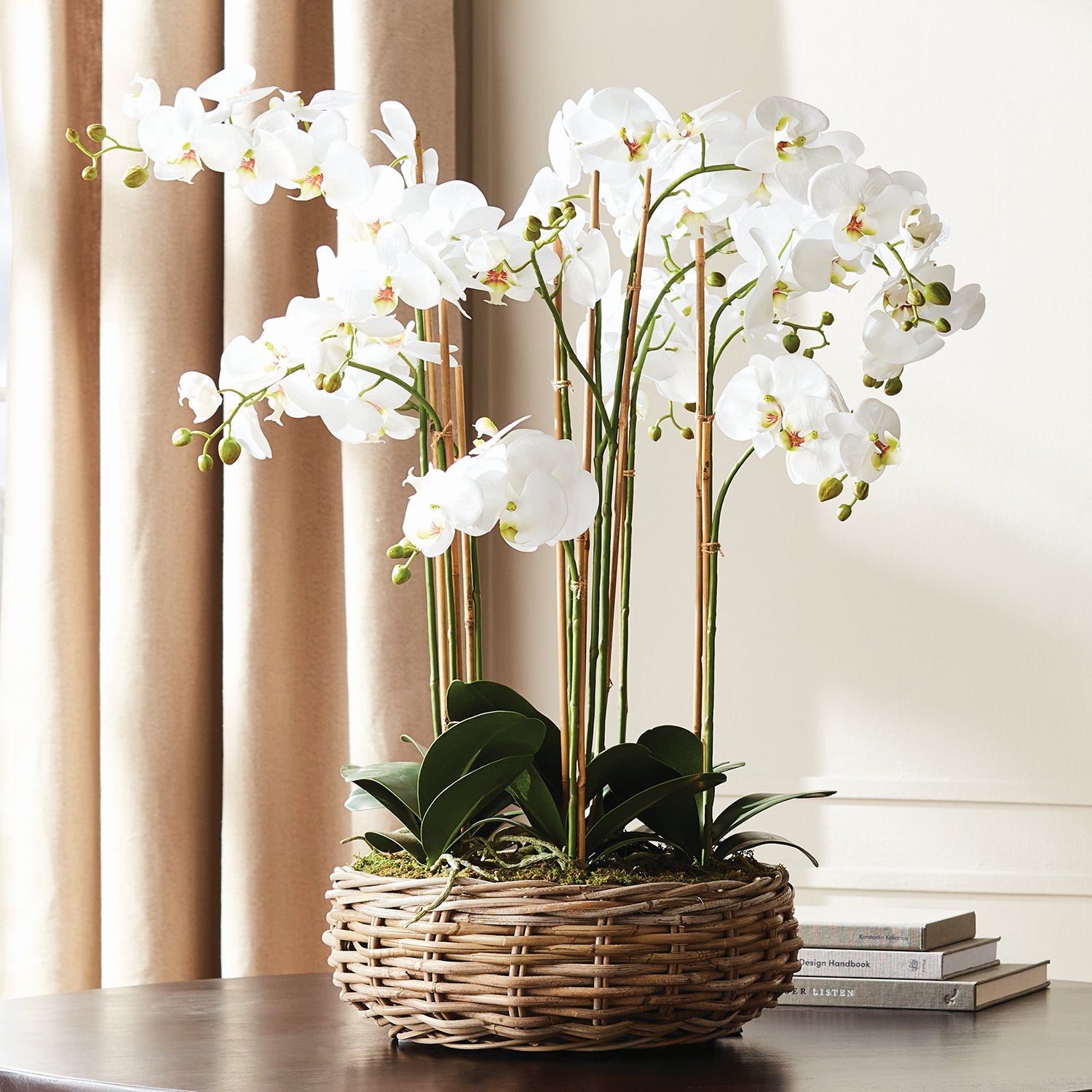 Phalaenopsis Orchid Bowl Drop-in 35in Faux Plant