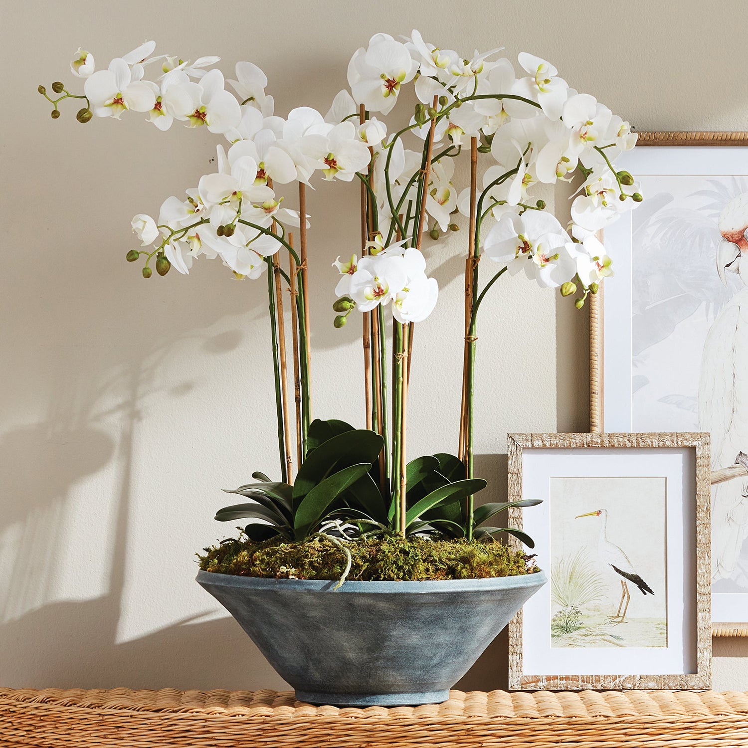 Phalaenopsis Orchid Bowl Drop-in 35in Faux Plant