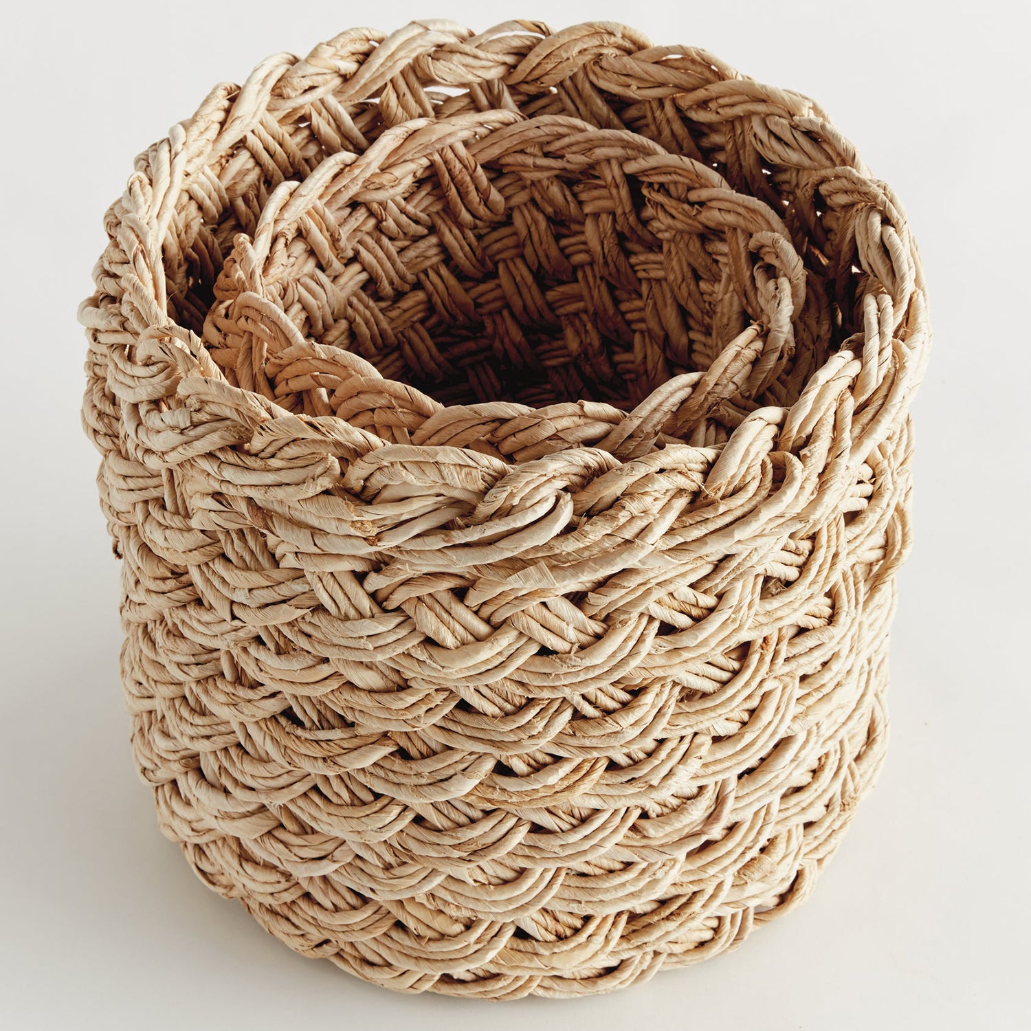 Abaca French Braid Storage Basket Set of 2