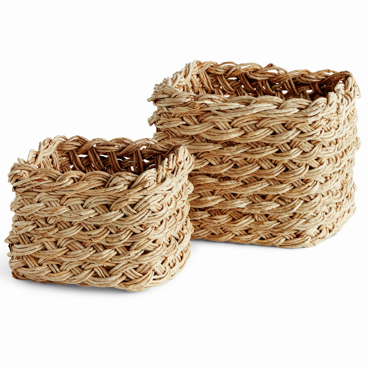 Abaca French Braid Storage Basket Set of 2