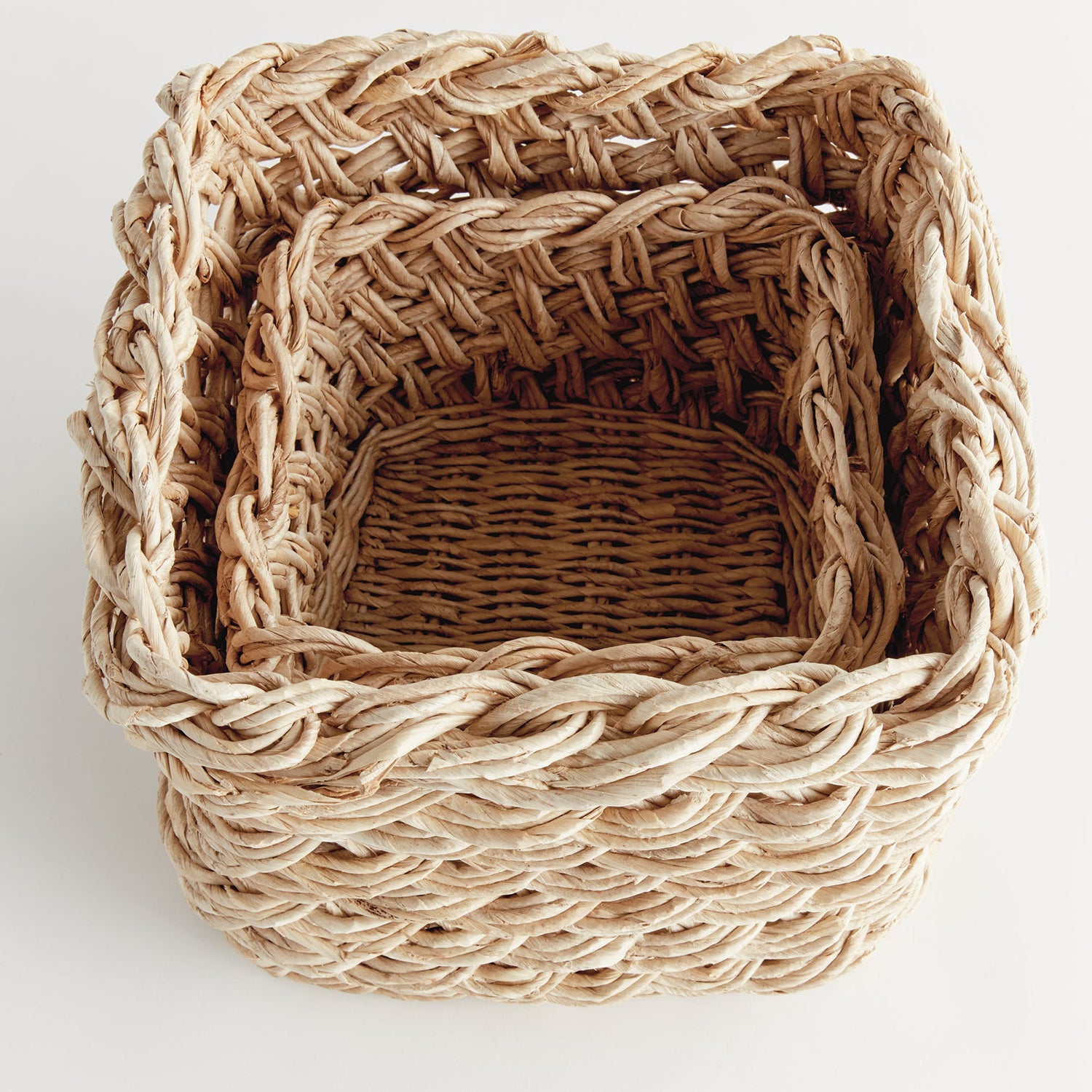 Abaca French Braid Storage Basket Set of 2