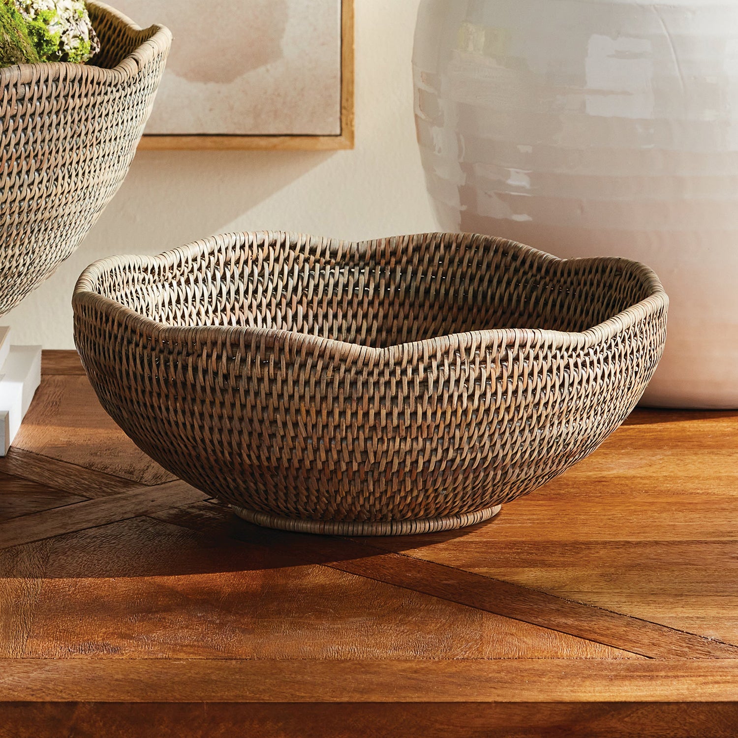 Burma Rattan Scalloped Edge Bowl