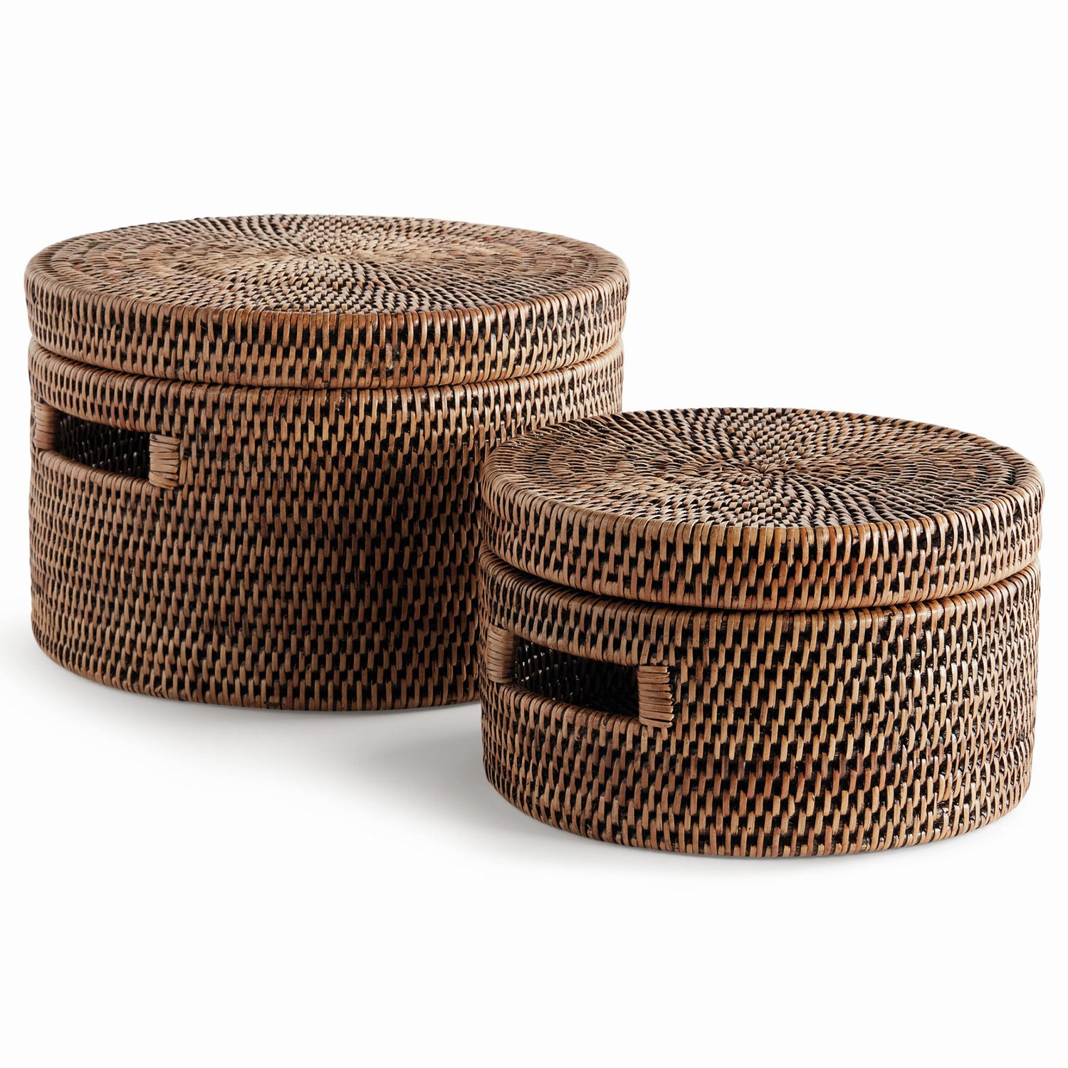 Burma Rattan Round Lidded Box Set of 2
