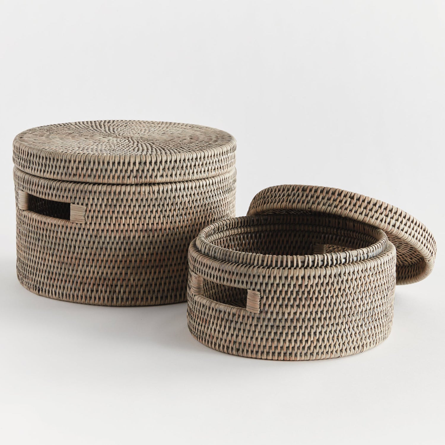 Burma Rattan Round Lidded Box Set of 2