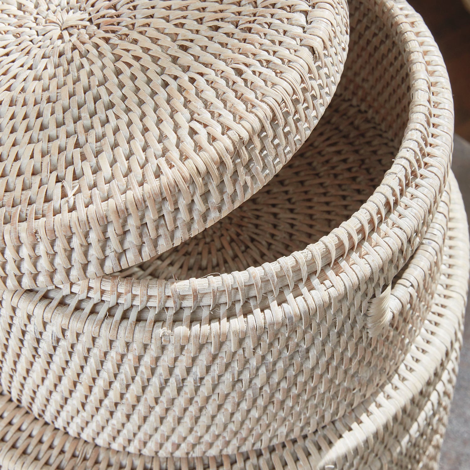 Burma Rattan Round Lidded Box Set of 2