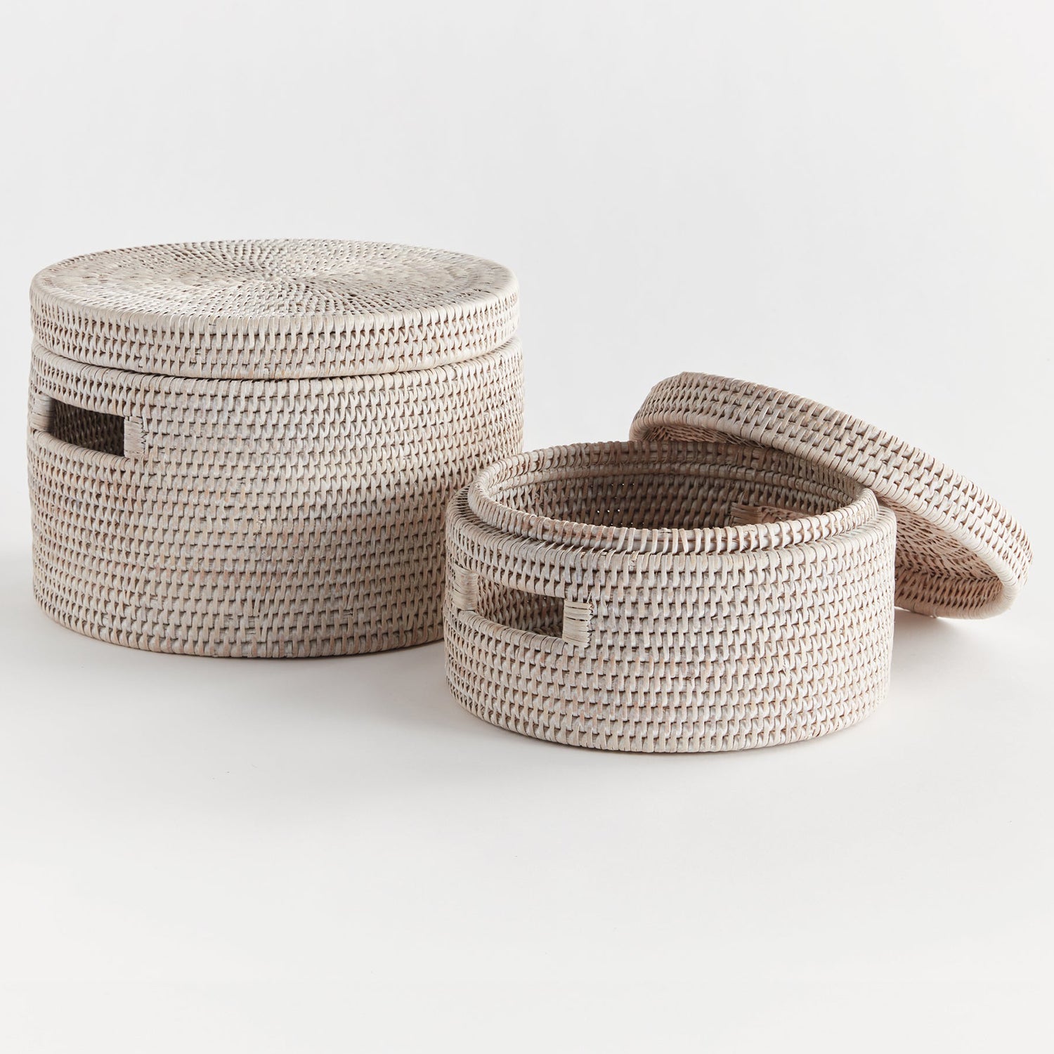 Burma Rattan Round Lidded Box Set of 2