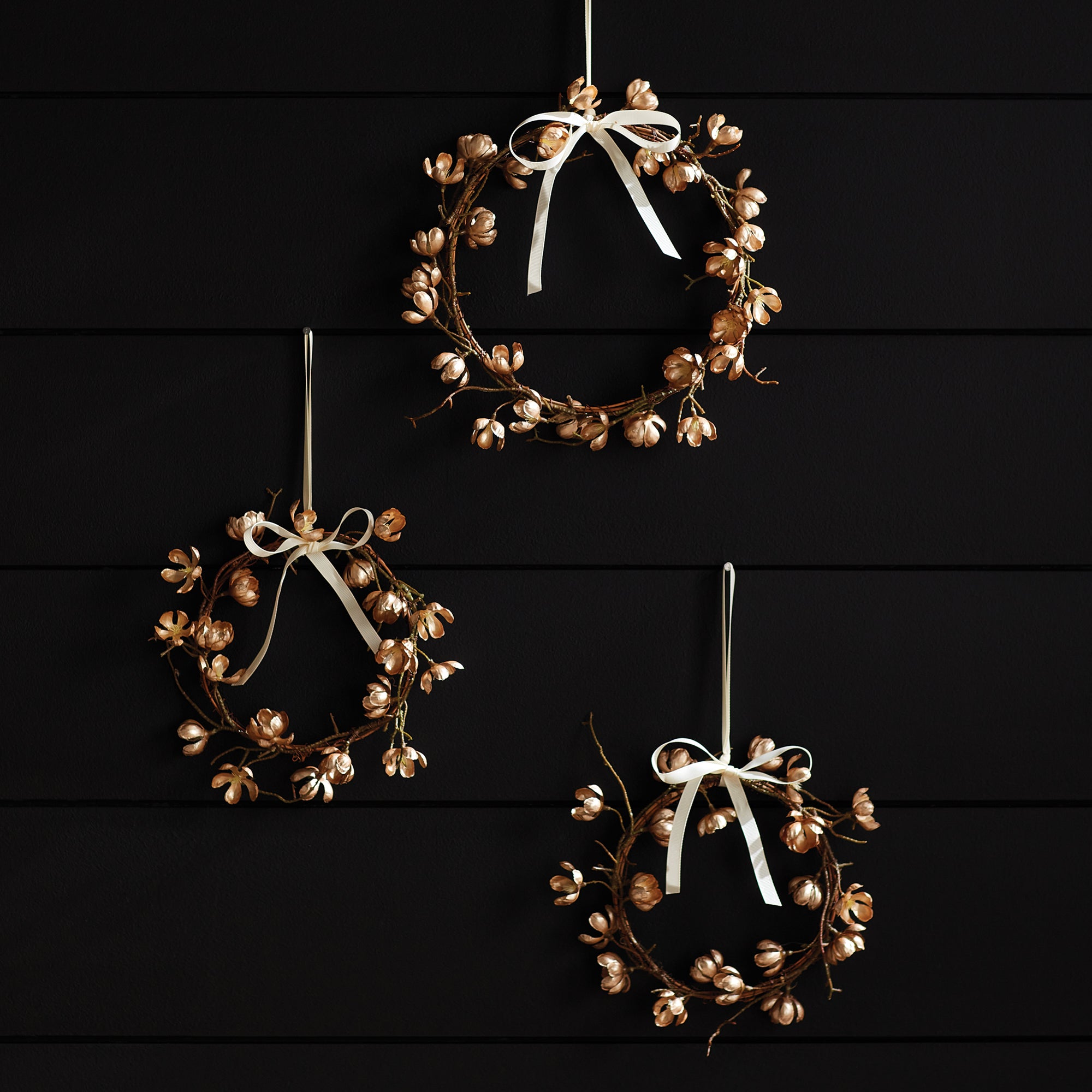 Gilded Cherry Blossom Wreath Set of 2