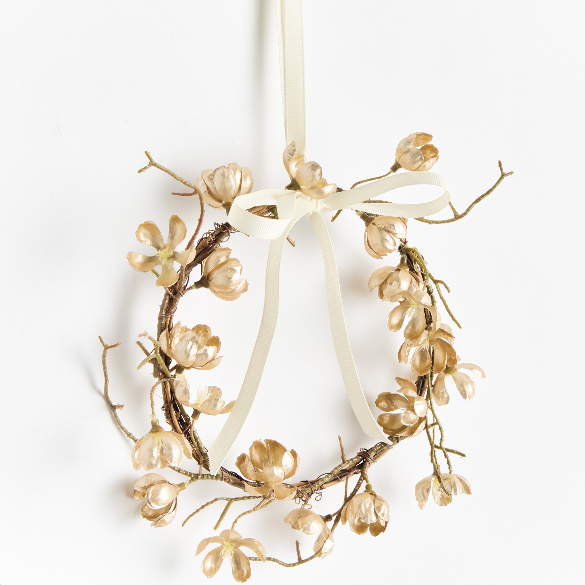 Gilded Cherry Blossom Wreath Set of 2