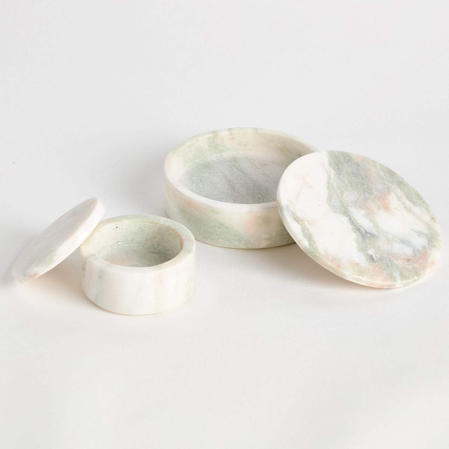 Johanna Marble Round Lidded Box Set of 2