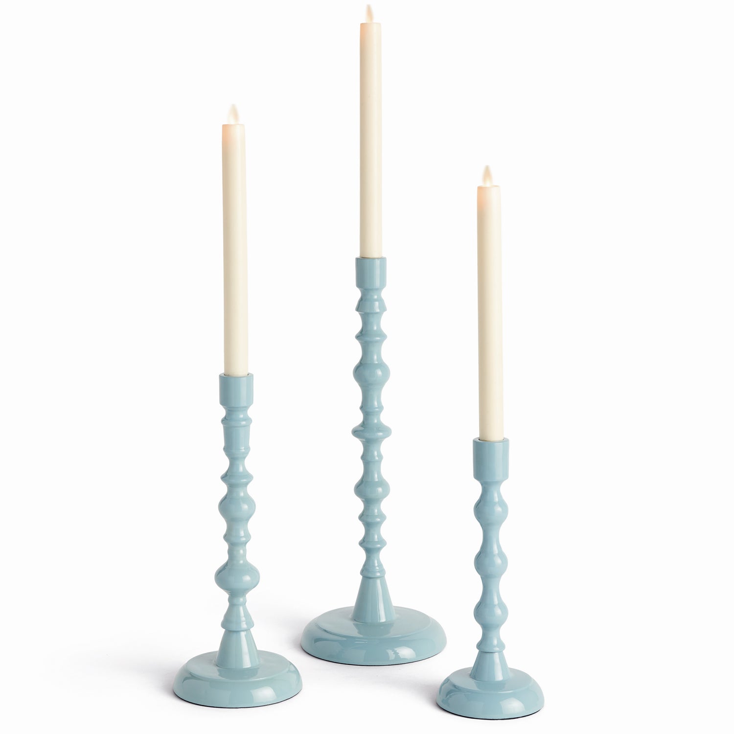 Rosina Blue Taper Candle Holder Set of 3