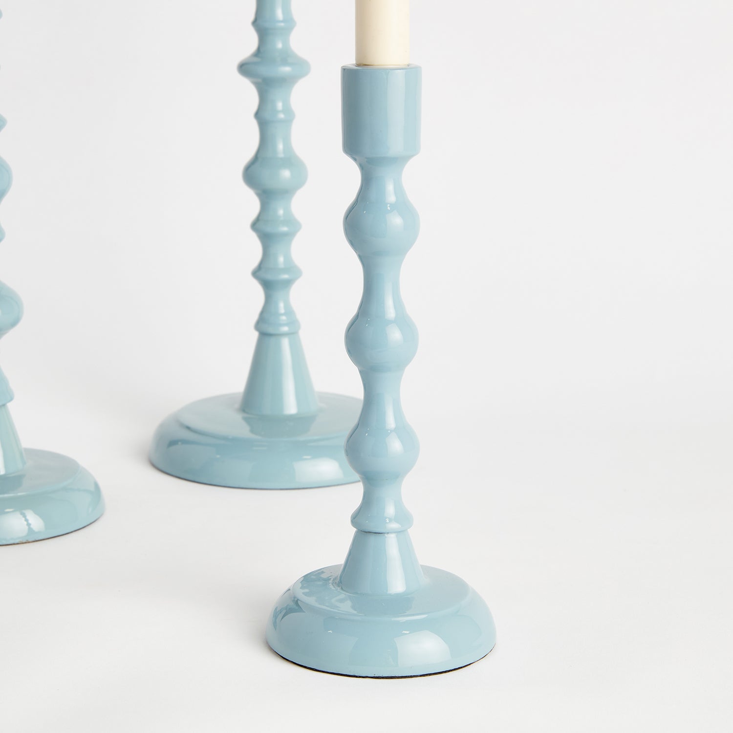 Rosina Blue Taper Candle Holder Set of 3