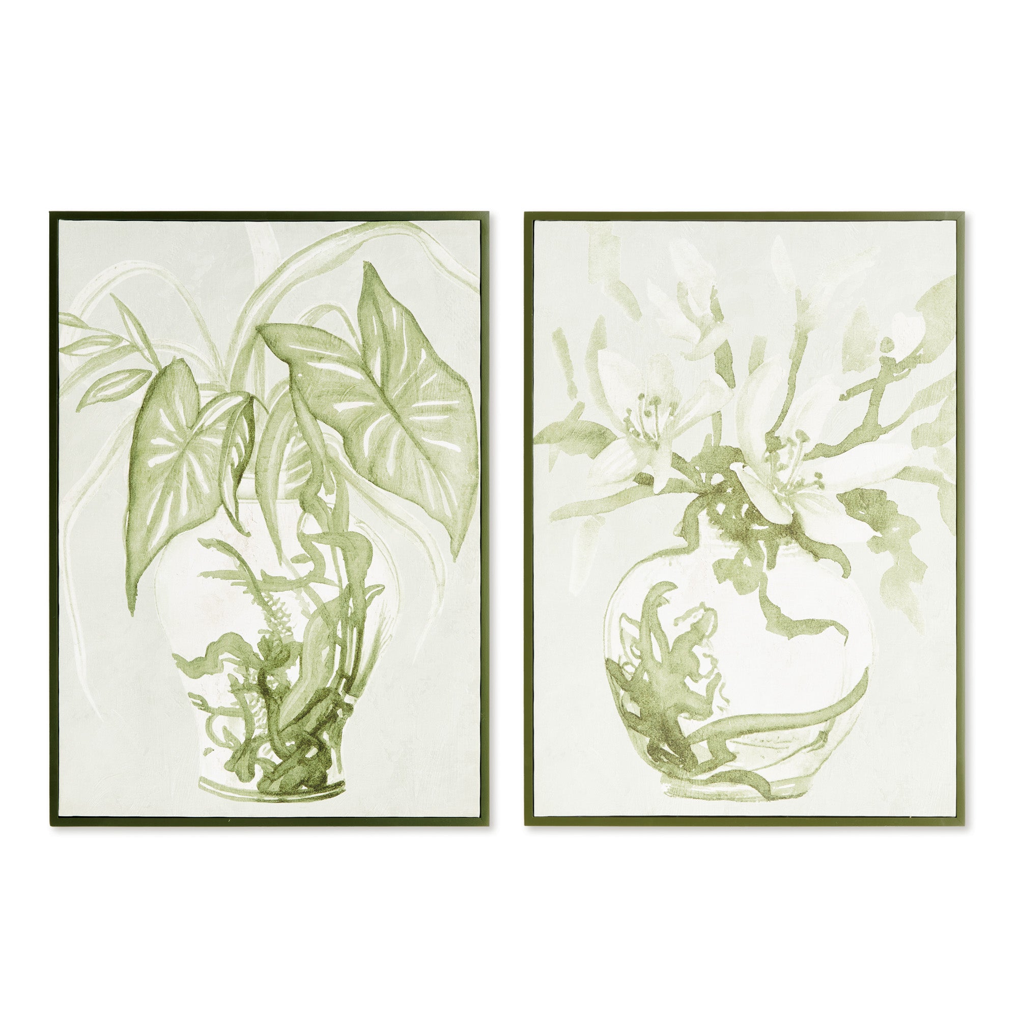 Greenery in Chinoiserie Giclee Framed Art Set of 2