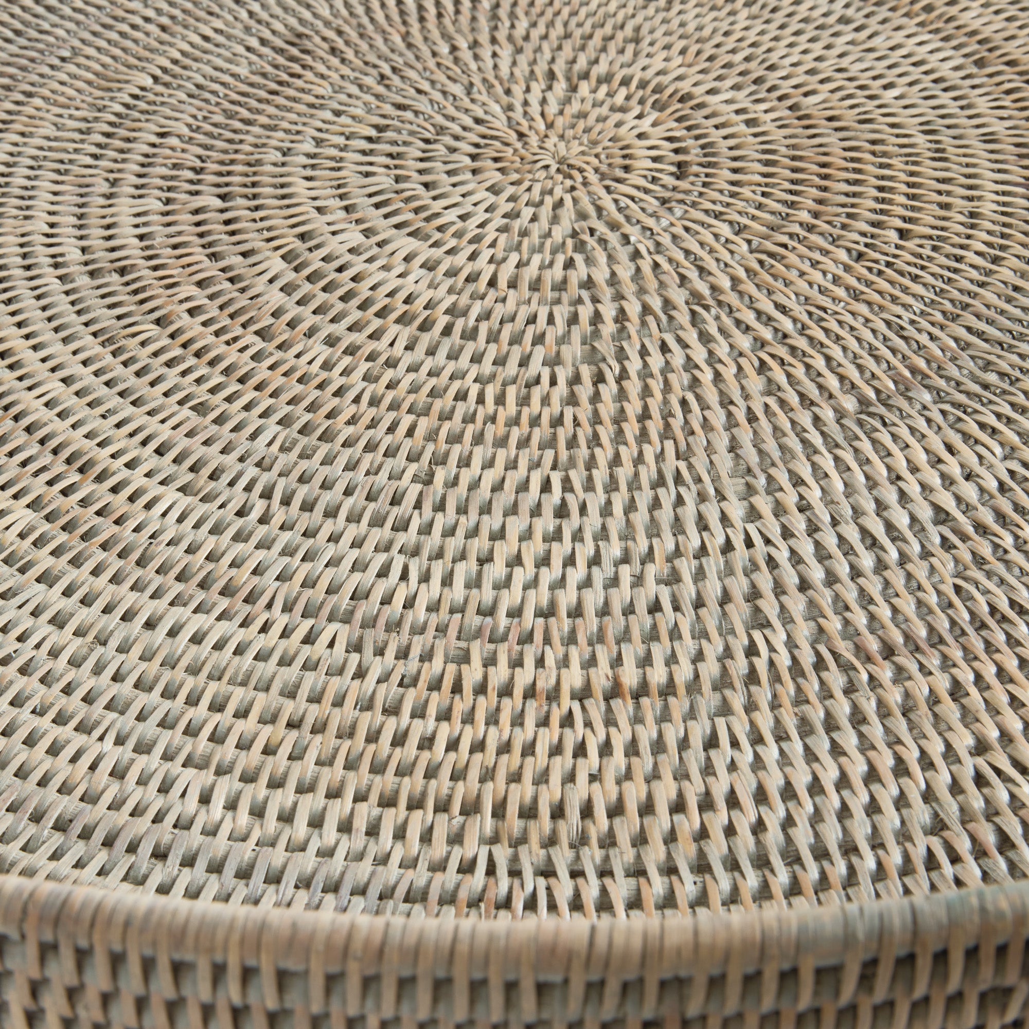Burma Rattan Large Round Ottoman Tray Set of 2