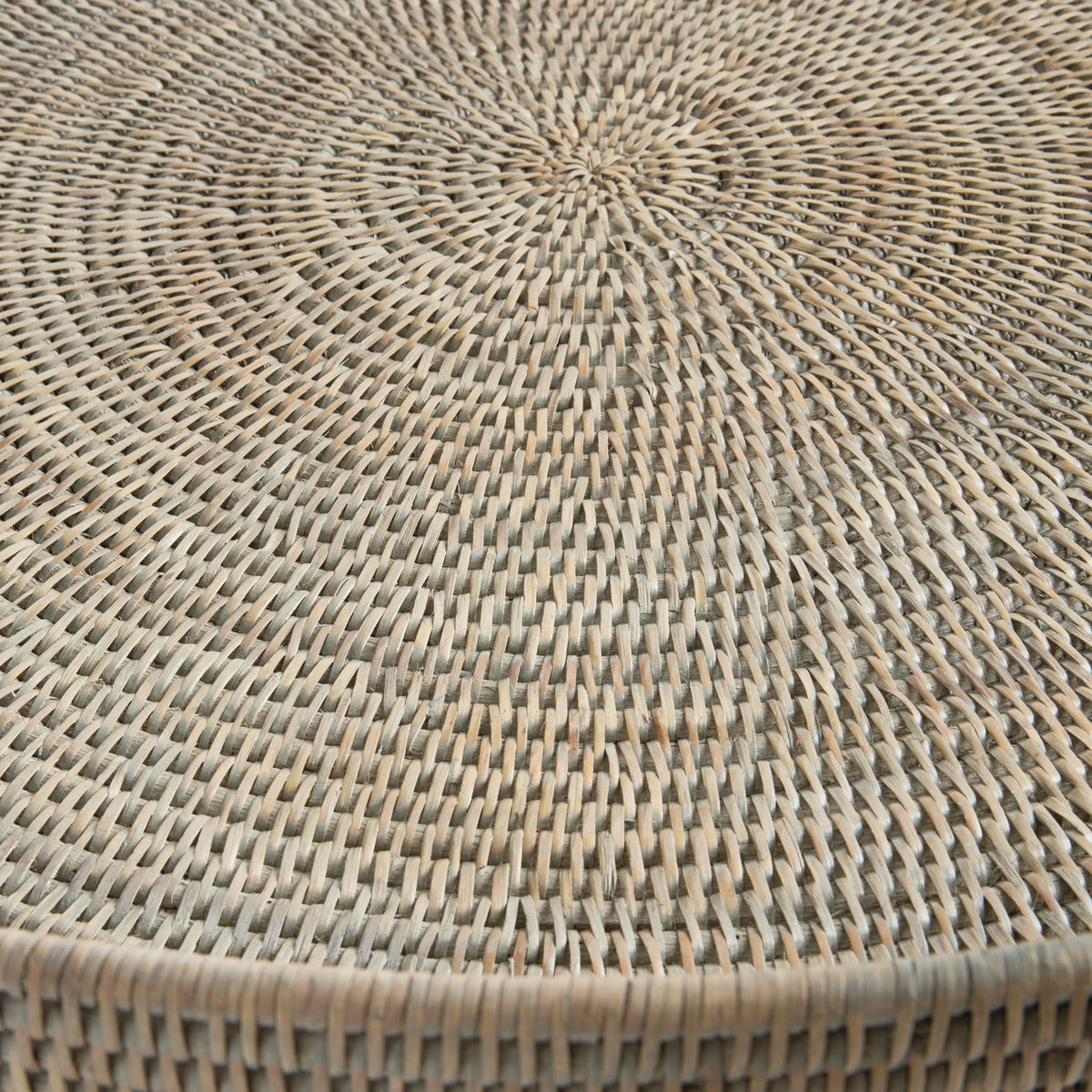 Burma Rattan Large Round Ottoman Tray Set of 2