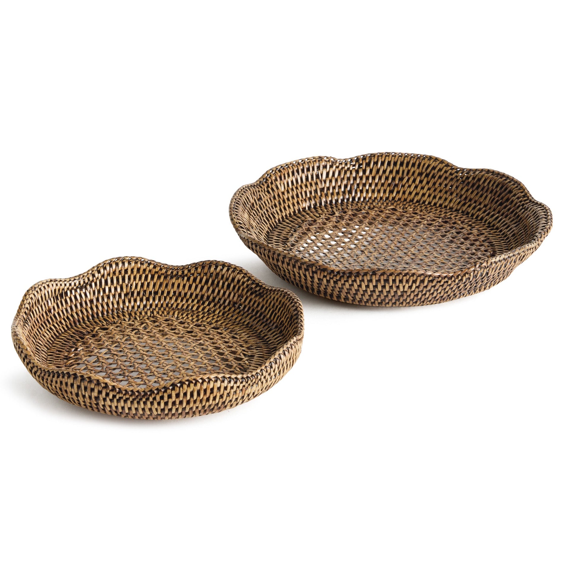 Burma Rattan Scalloped Tray Set of 2