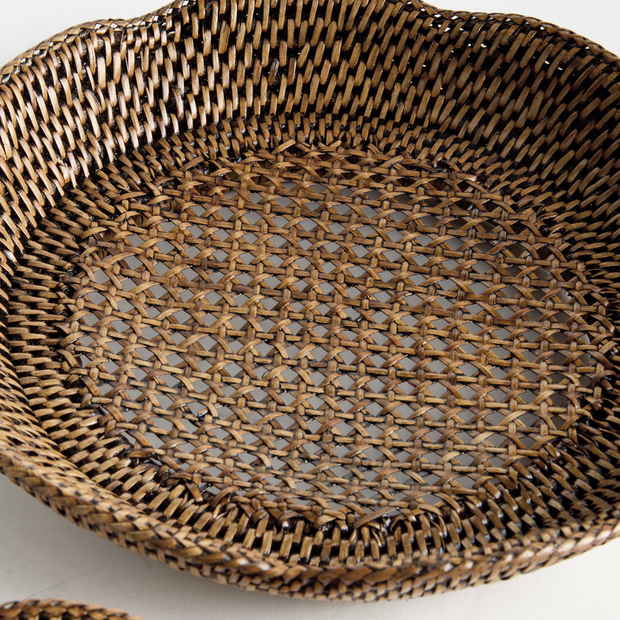 Burma Rattan Scalloped Tray Set of 2