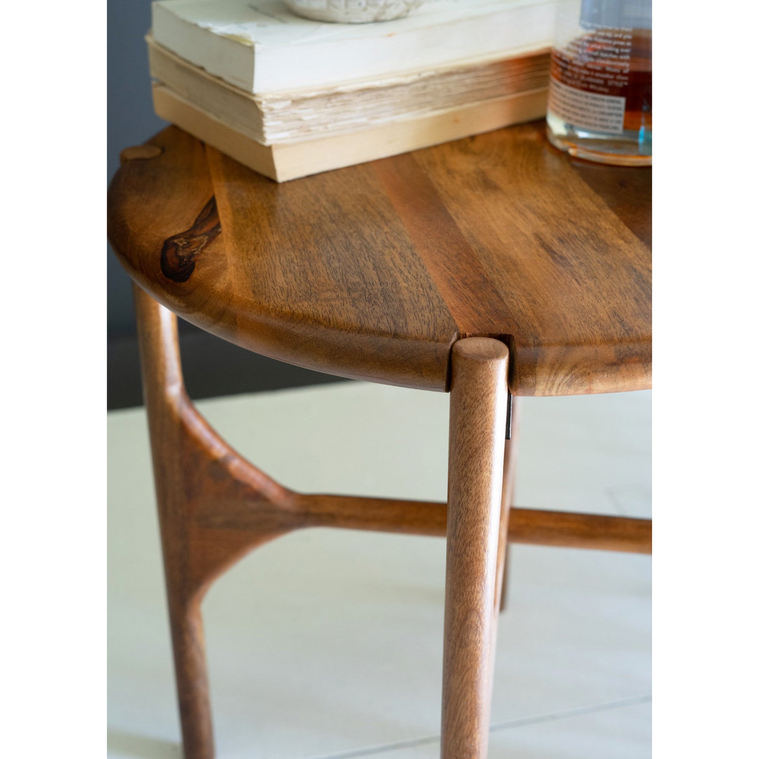 Round Mango Wood Accent Table