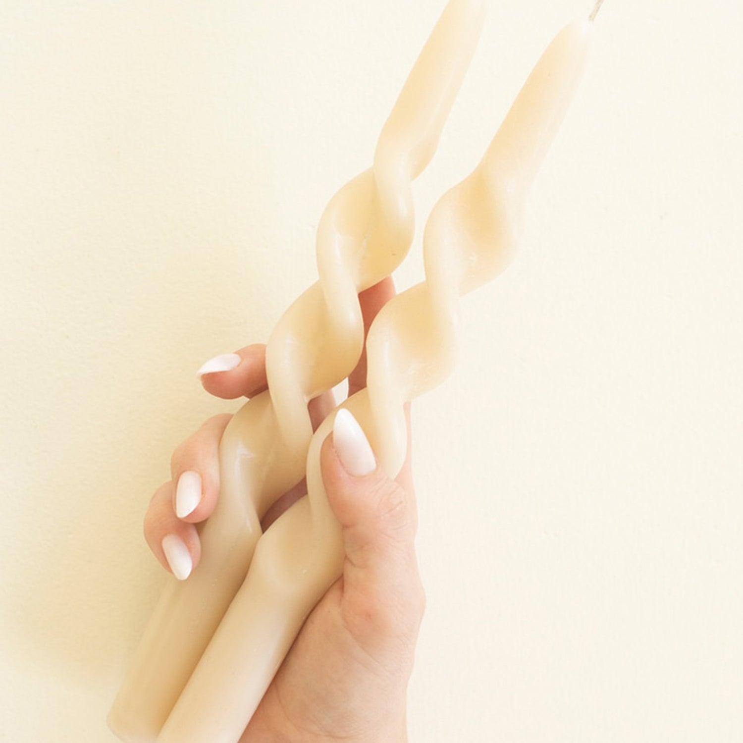 Spiral Ivory Taper Candle Set of 2