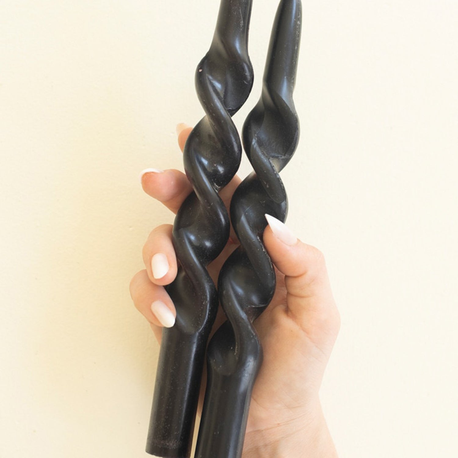 Spiral Black Taper Candle Set of 2