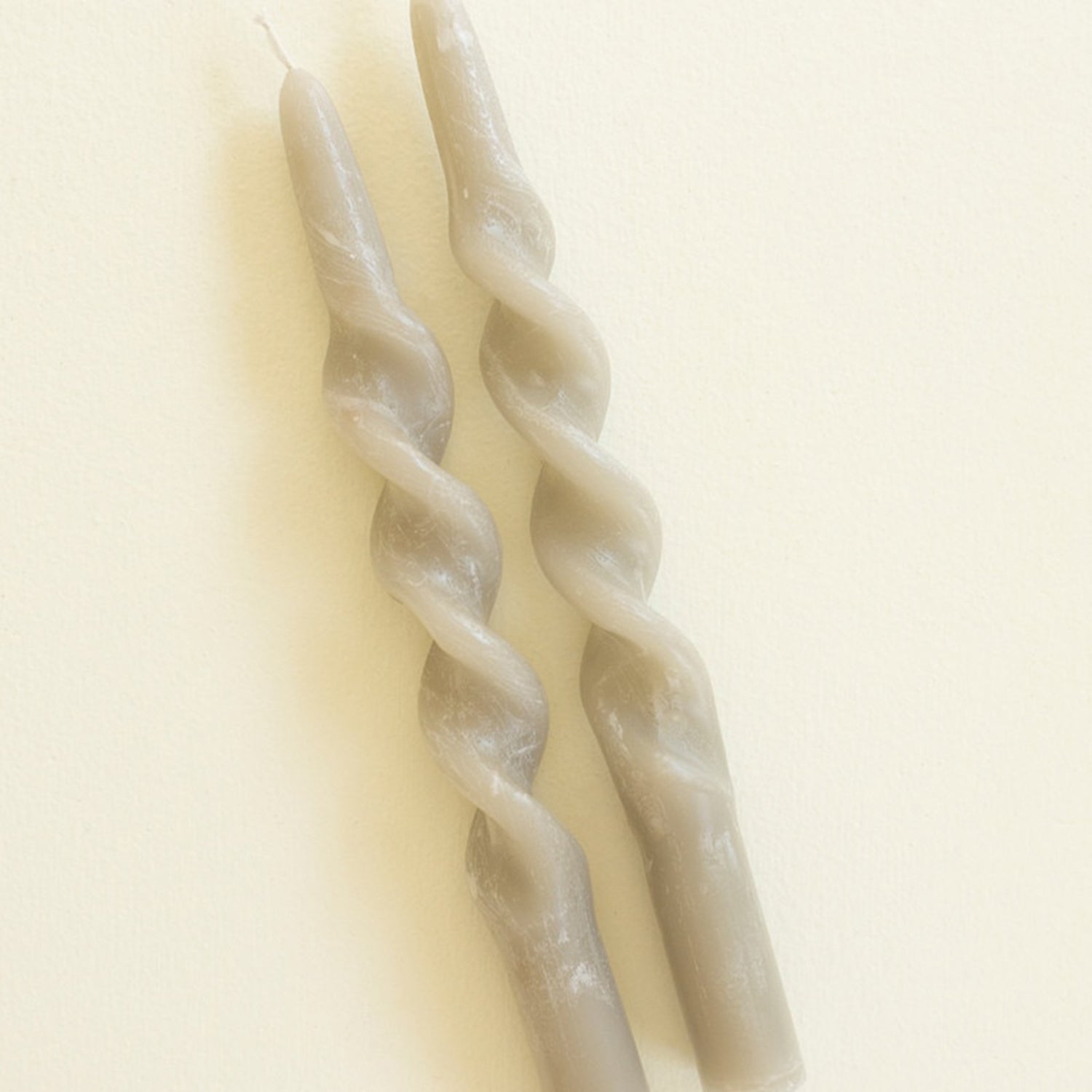 Spiral Taupe Taper Candle Set of 2